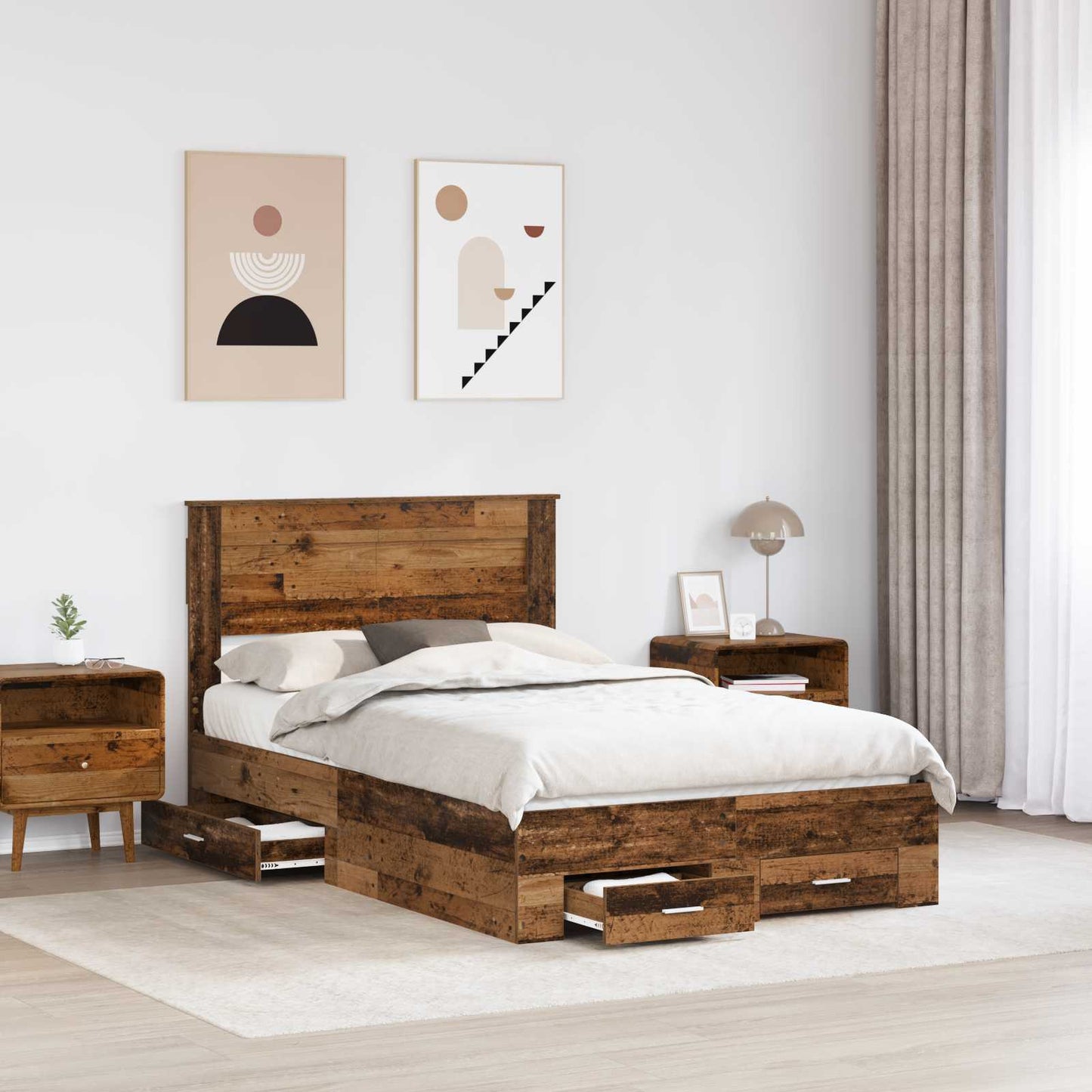 Bed Frame with Headboard Old Wood 120 x 190 cm Engineered Wood