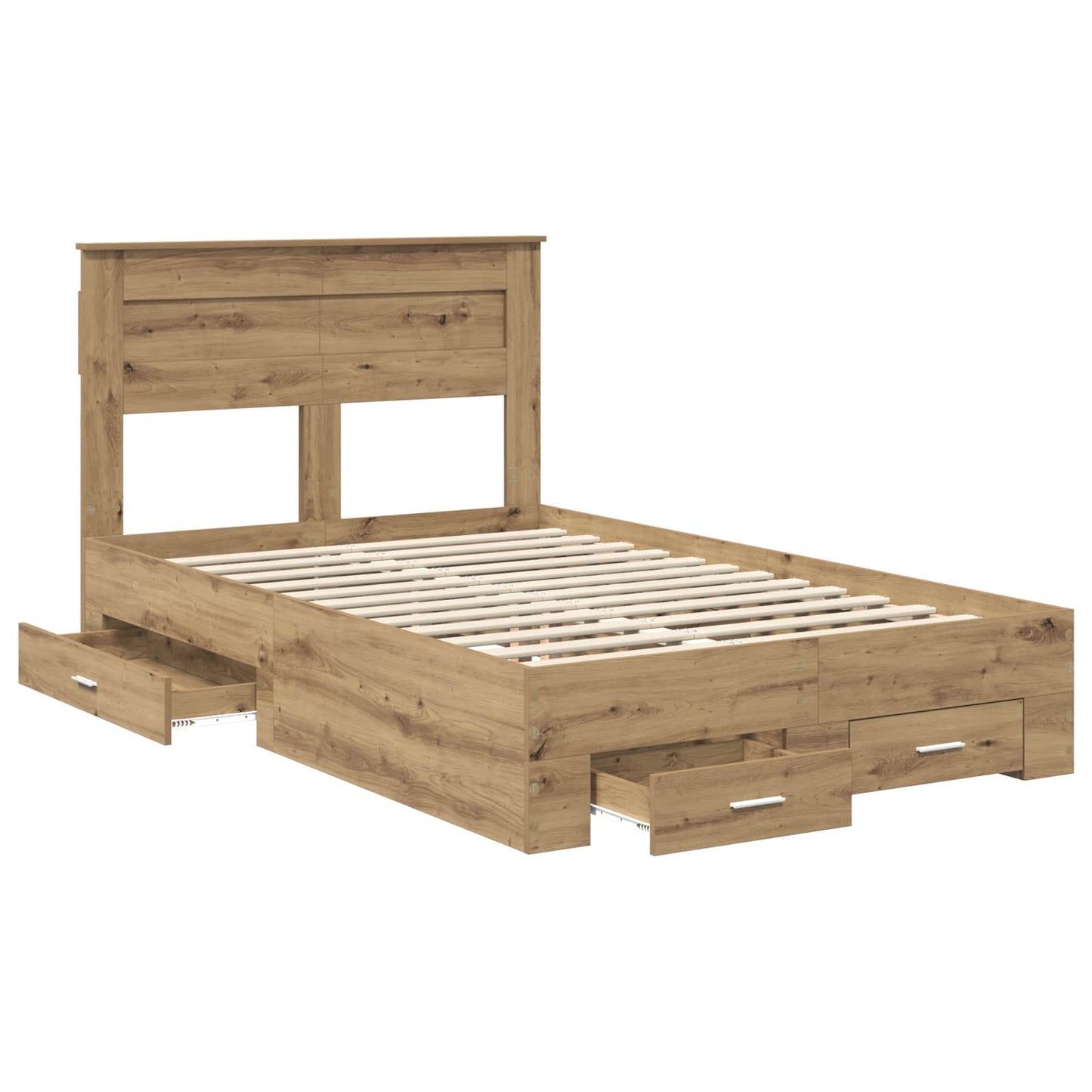Bed Frame with Drawer Artisan Oak 120 x 190 cm Engineered Wood