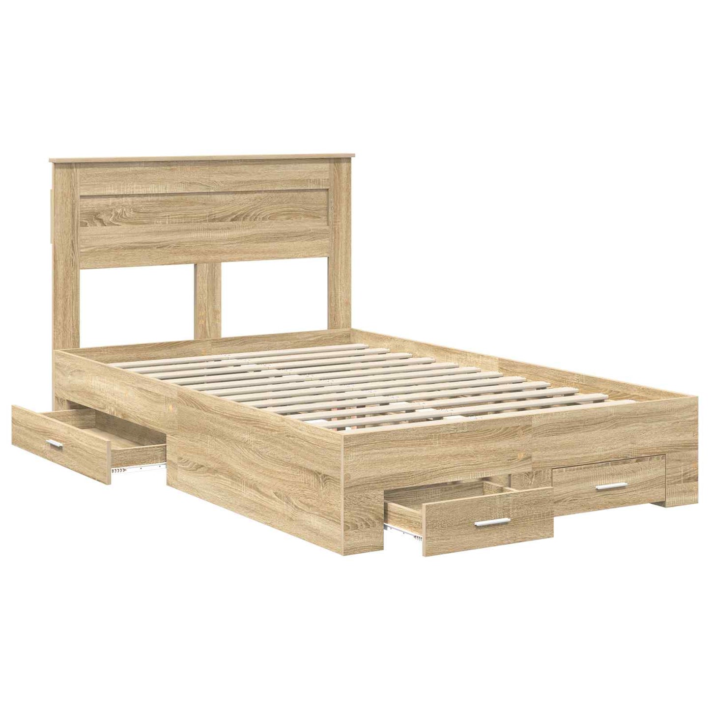 Bed Frame with Drawer Sonoma Oak 120 x 200 cm Engineered Wood