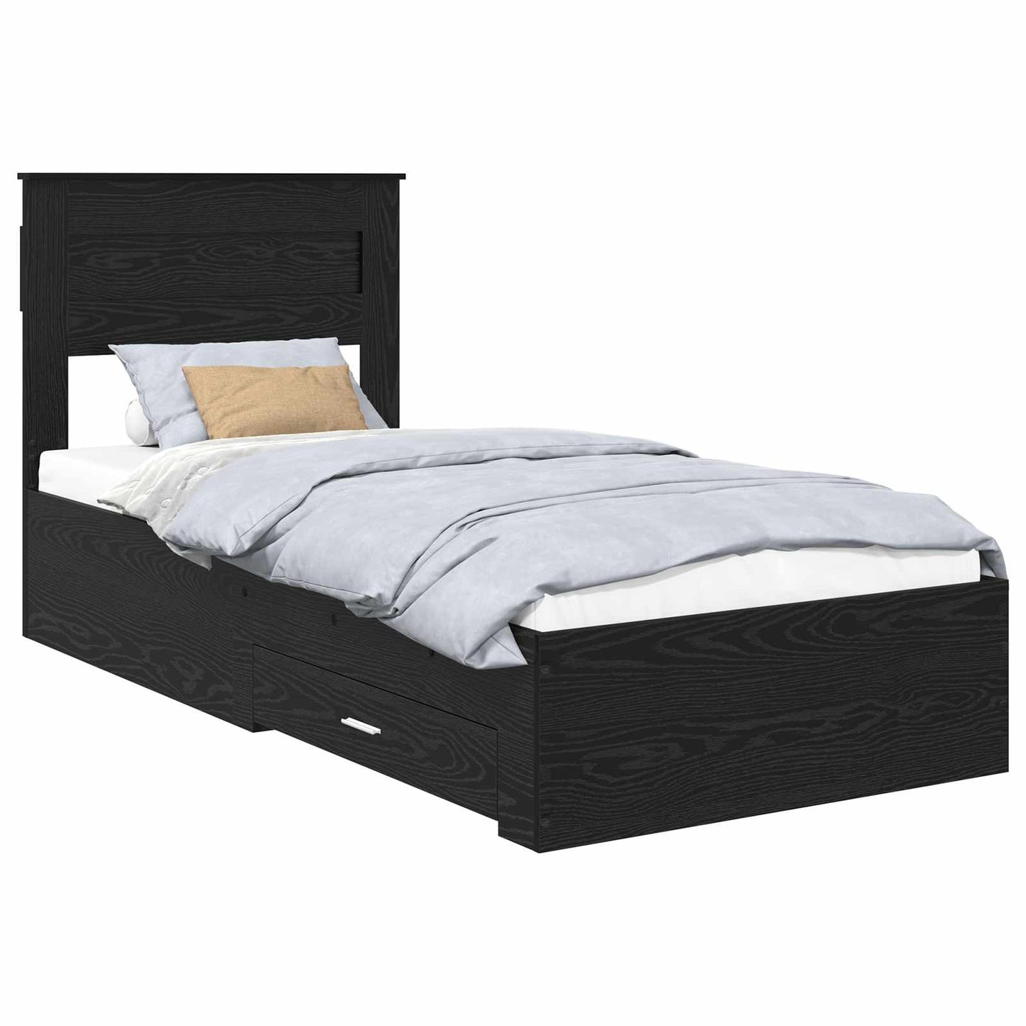 Bed Frame with Headboard Black Oak 100 x 200 cm Engineered Wood
