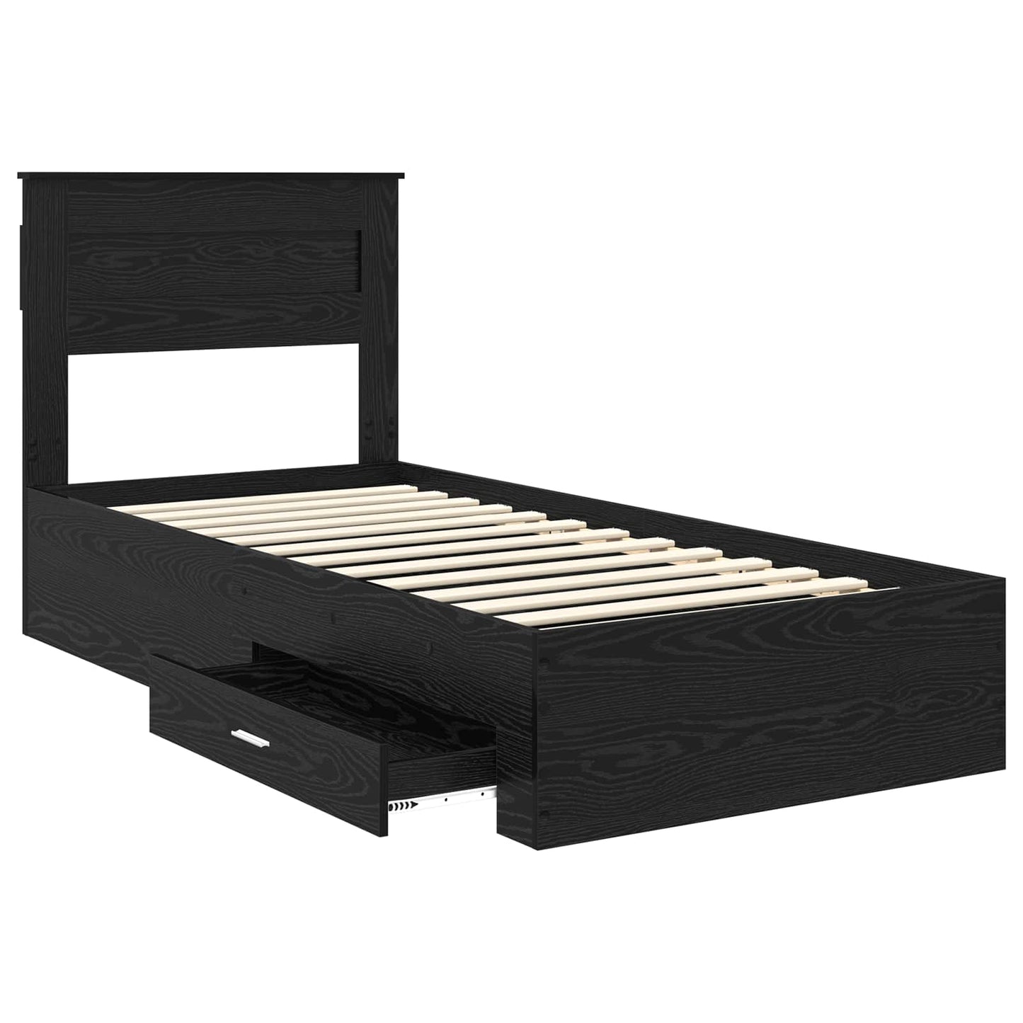 Bed Frame with Headboard Black Oak 100 x 200 cm Engineered Wood