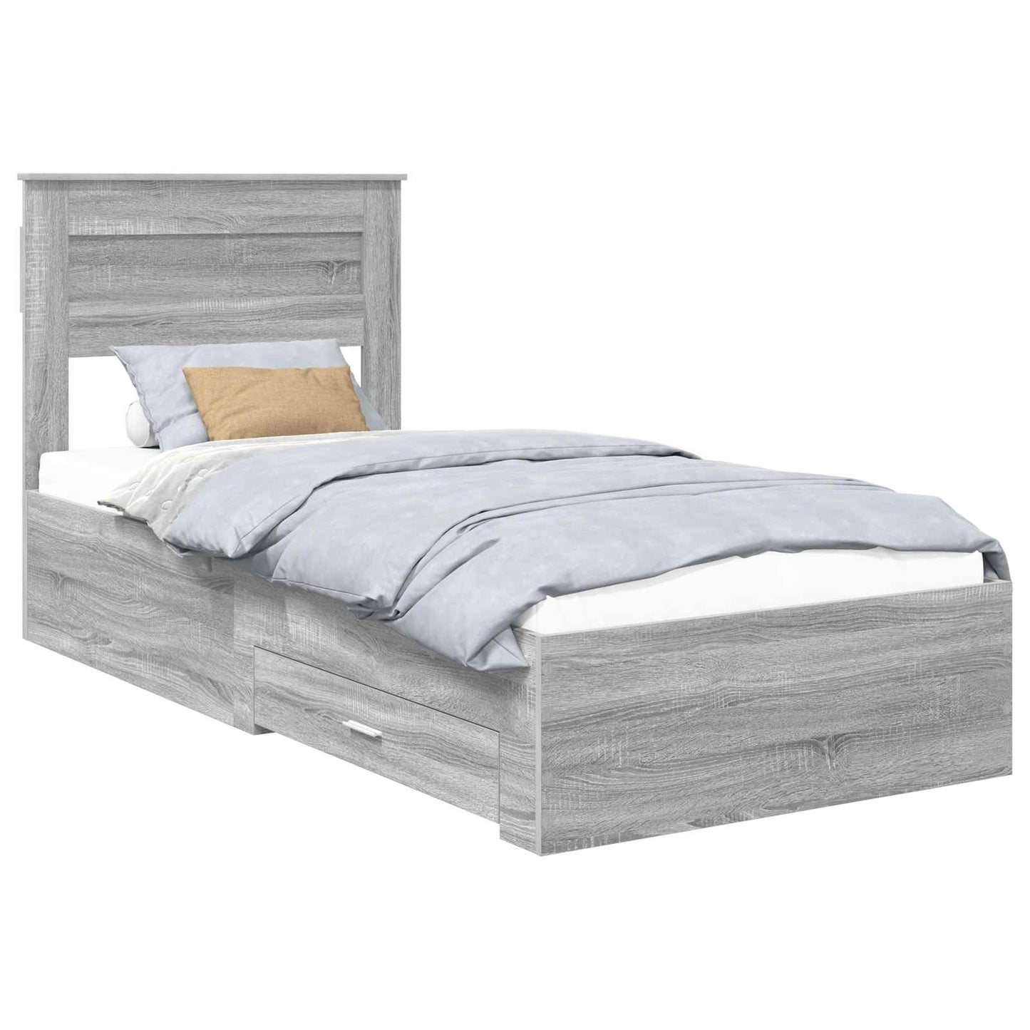 Bed Frame with Drawer Grey Sonoma 100 x 200 cm Engineered Wood