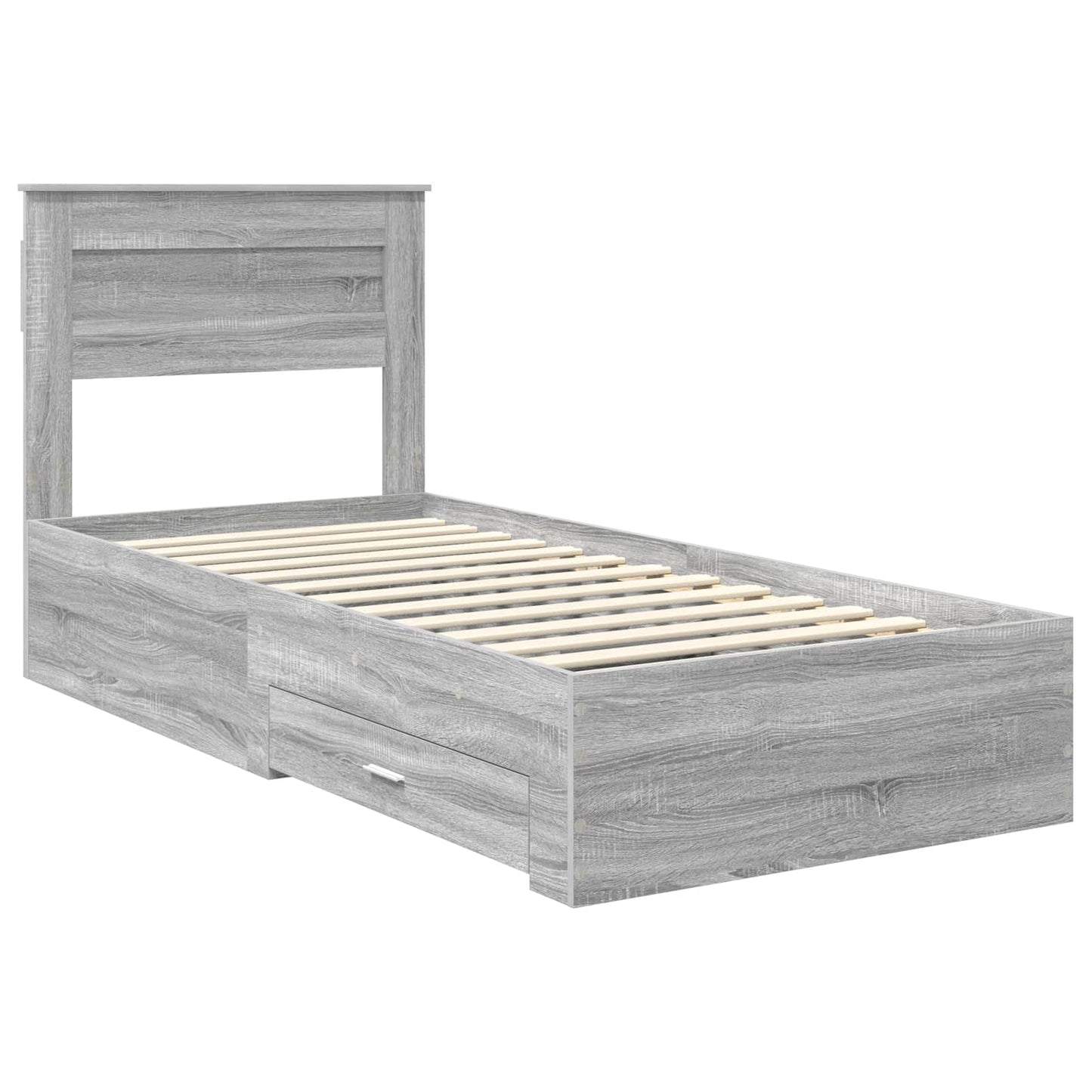 Bed Frame with Drawer Grey Sonoma 100 x 200 cm Engineered Wood