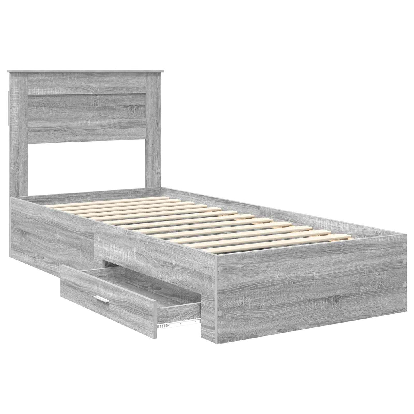 Bed Frame with Drawer Grey Sonoma 100 x 200 cm Engineered Wood