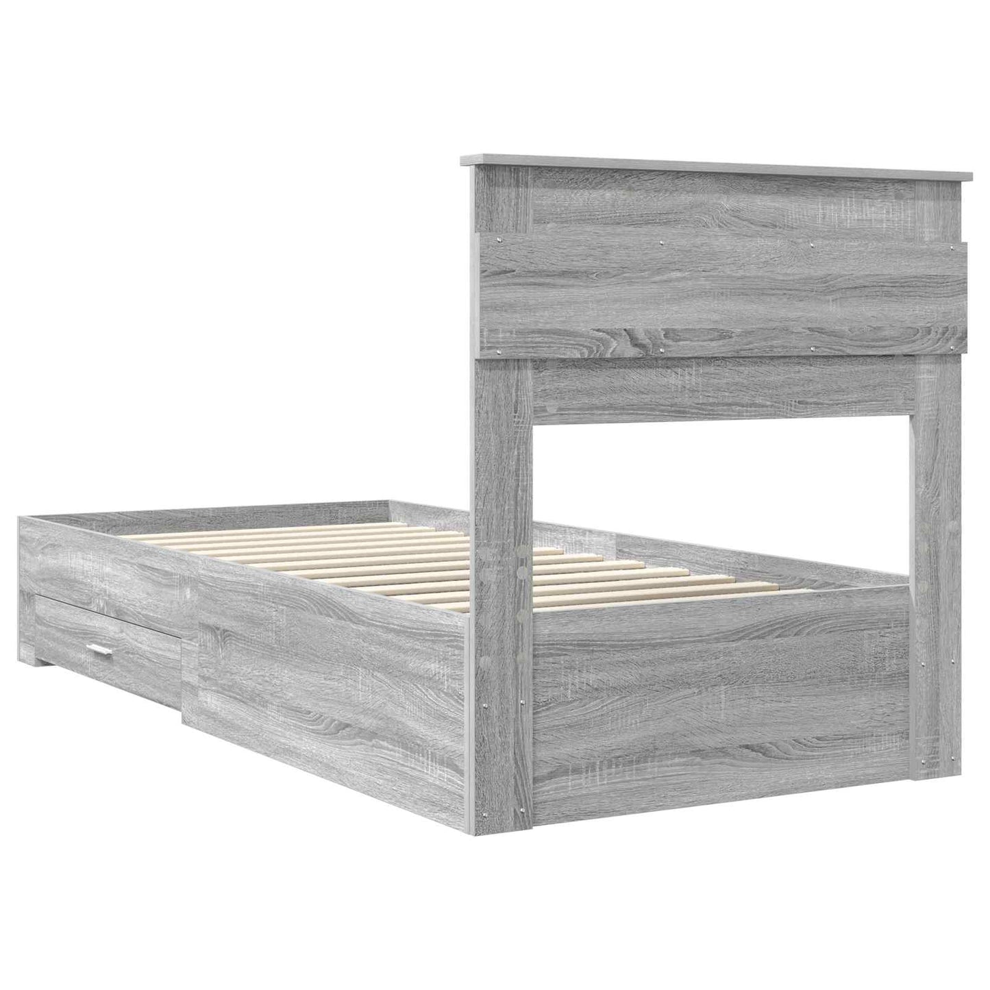 Bed Frame with Drawer Grey Sonoma 100 x 200 cm Engineered Wood