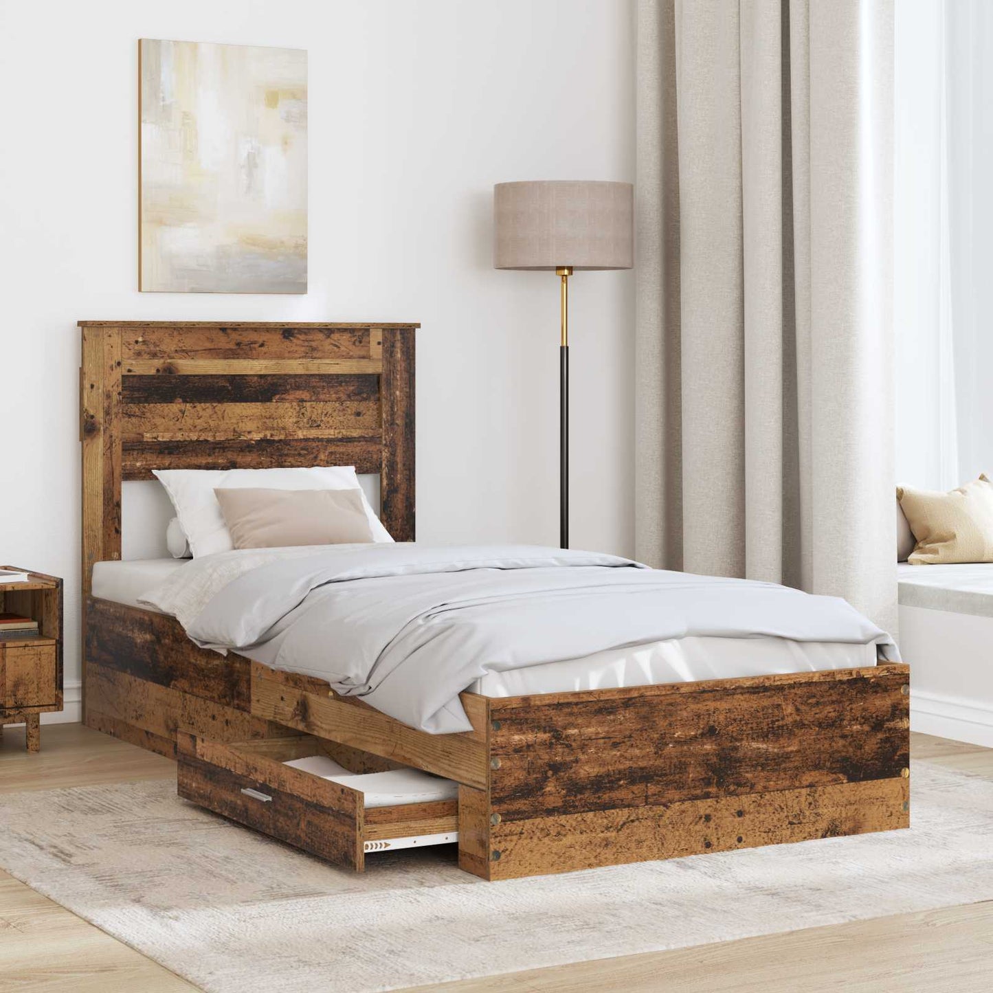Bed Frame with Headboard Old Wood 100 x 200 cm Engineered Wood