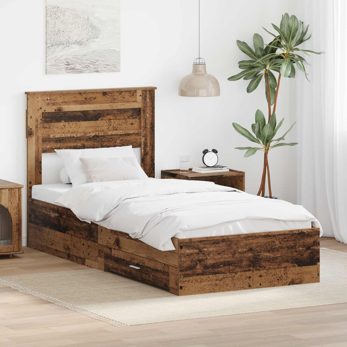 Bed Frame with Headboard Old Wood 90 x 190 cm Engineered Wood