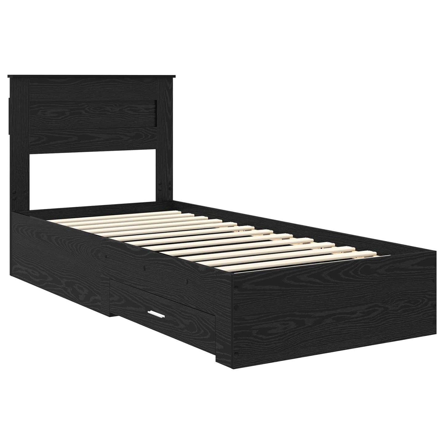 Bed Frame with Headboard Black Oak 90 x 200 cm Engineered Wood