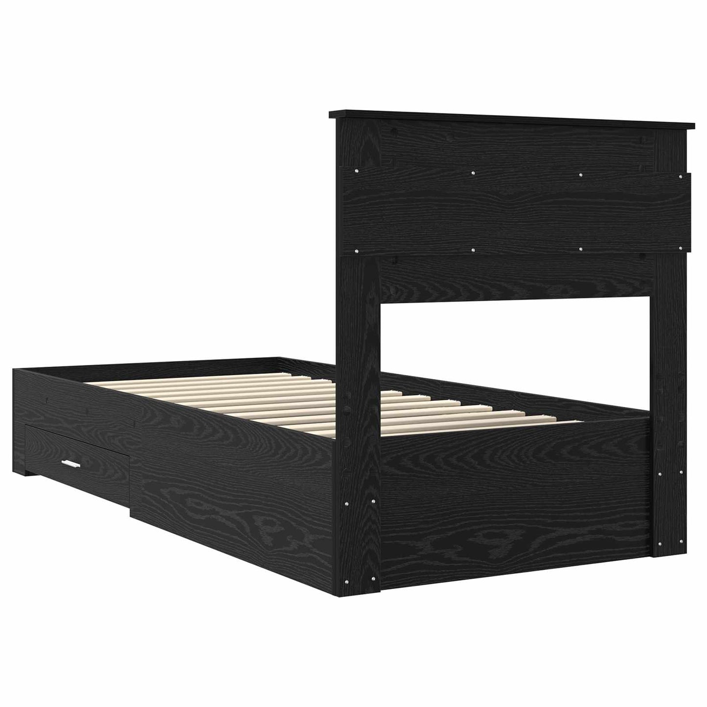 Bed Frame with Headboard Black Oak 90 x 200 cm Engineered Wood