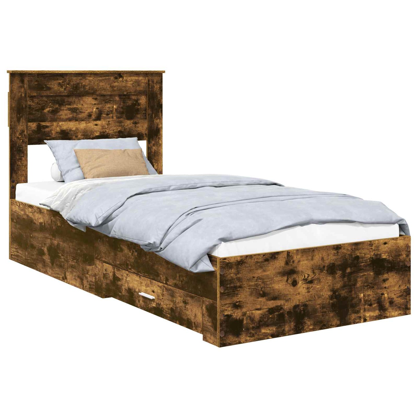 Bed Frame with Headboard Smoked Oak 90 x 200 cm Engineered Wood