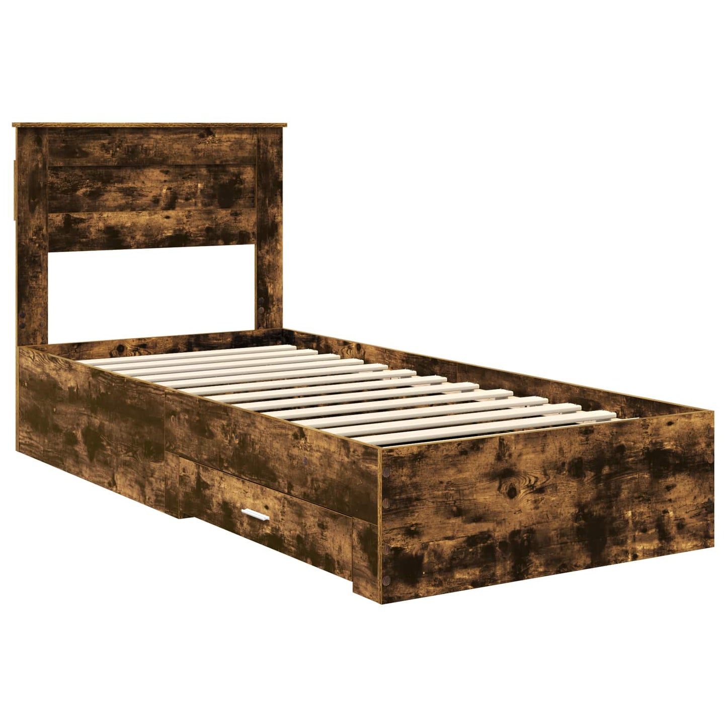 Bed Frame with Headboard Smoked Oak 90 x 200 cm Engineered Wood