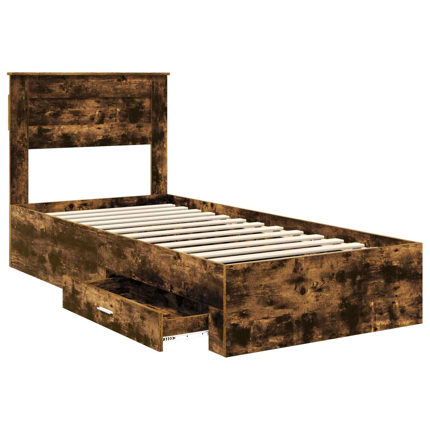 Bed Frame with Headboard Smoked Oak 90 x 200 cm Engineered Wood
