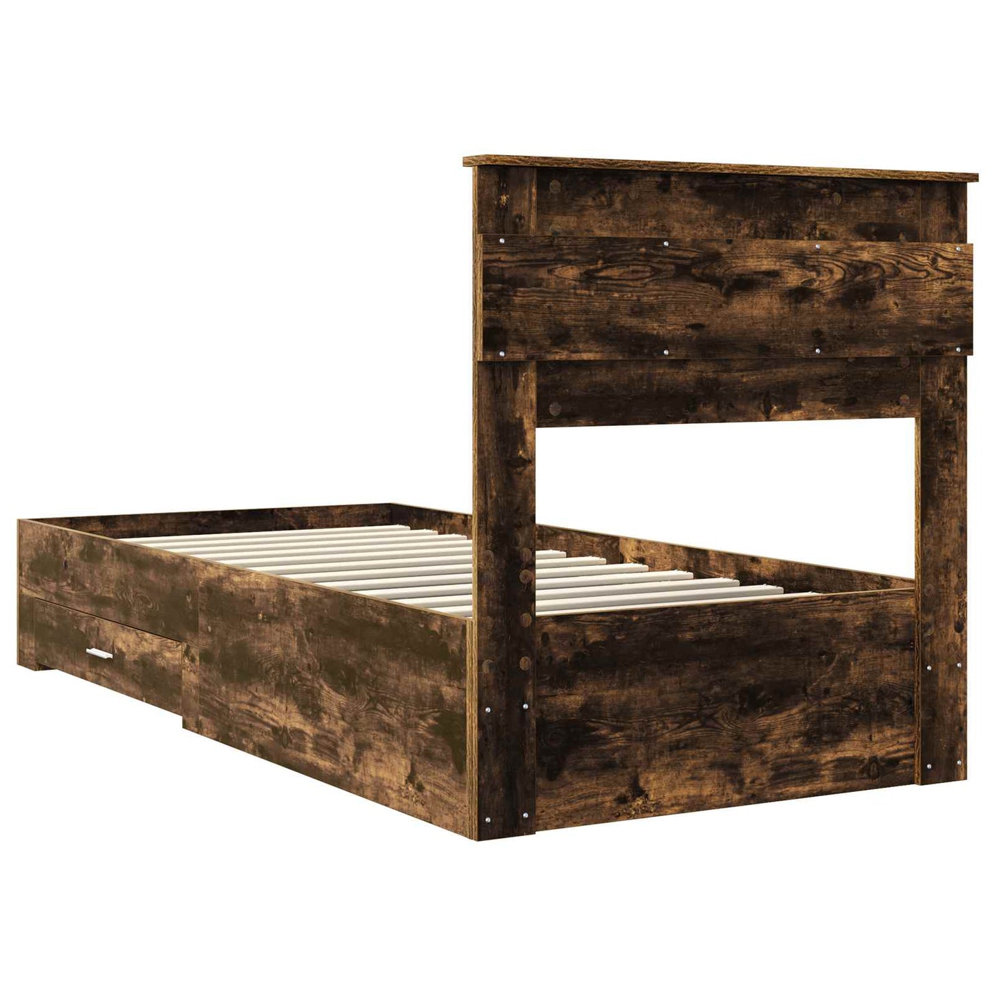 Bed Frame with Headboard Smoked Oak 90 x 200 cm Engineered Wood