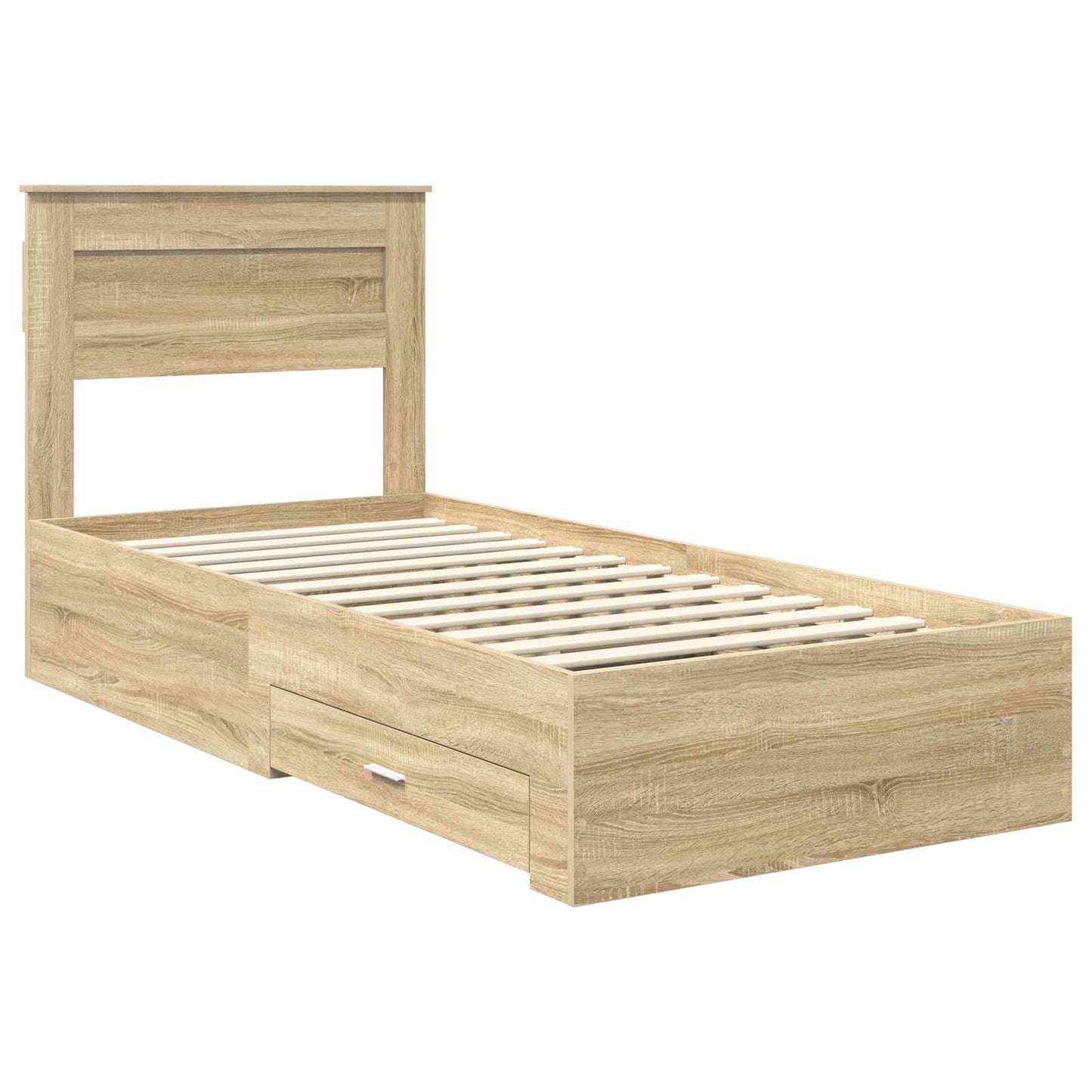 Bed Frame Sonoma Oak and Silver 75 x 190 cm Engineered Wood