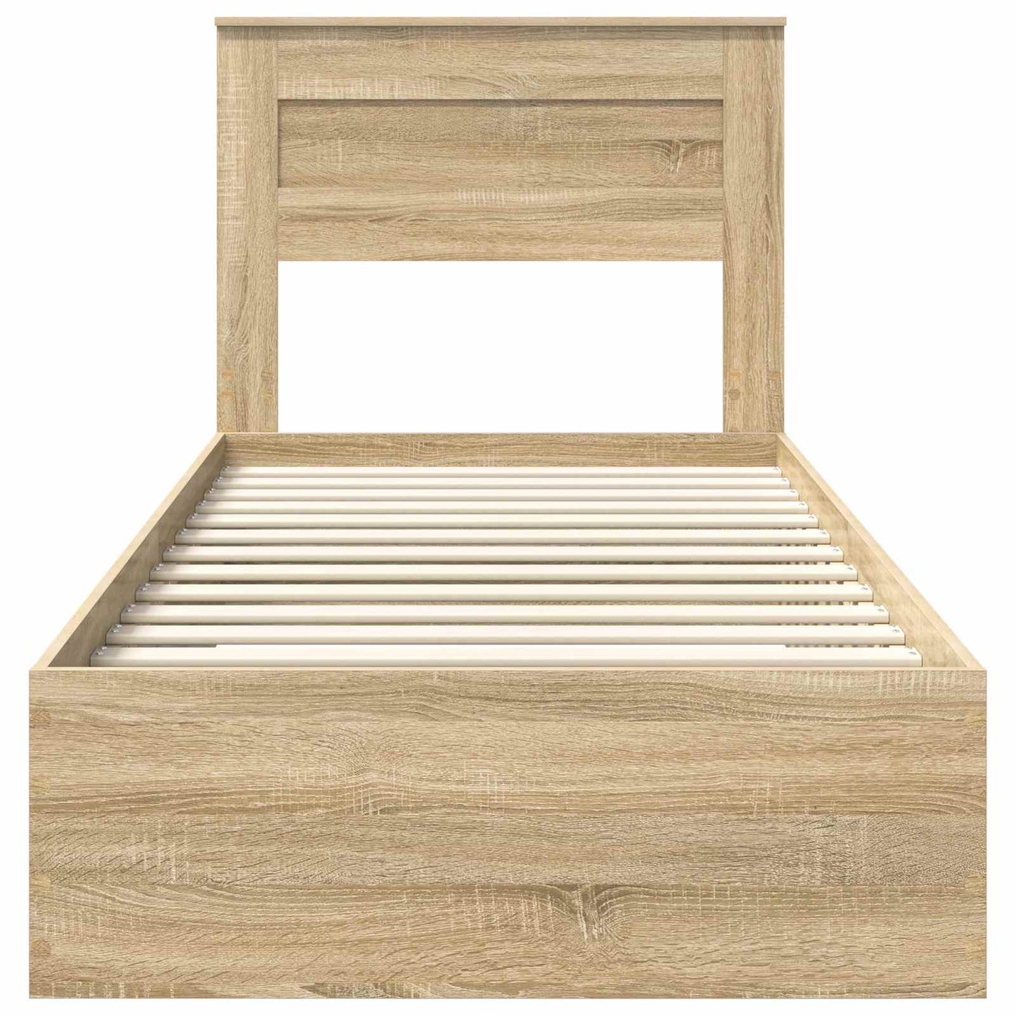 Bed Frame Sonoma Oak and Silver 75 x 190 cm Engineered Wood