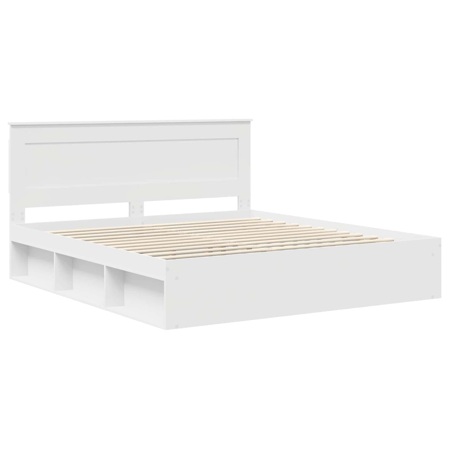 Bed Frame with Headboard White 200 x 200 cm Solid Pine Wood