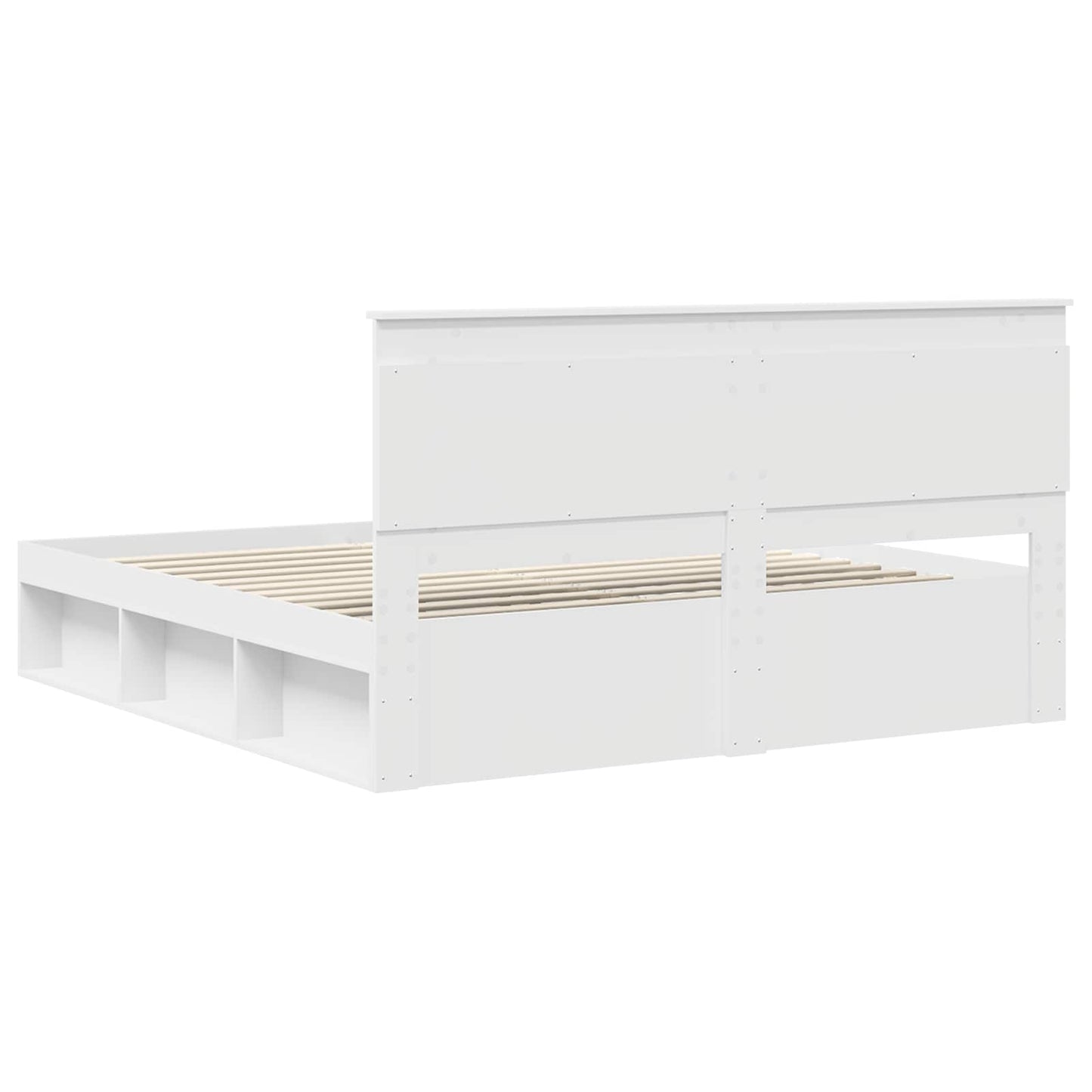 Bed Frame with Headboard White 200 x 200 cm Solid Pine Wood