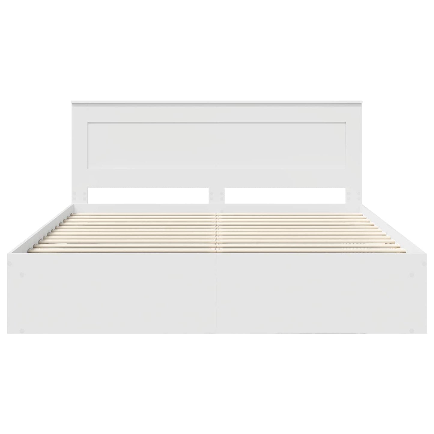 Bed Frame with Headboard White 200 x 200 cm Solid Pine Wood