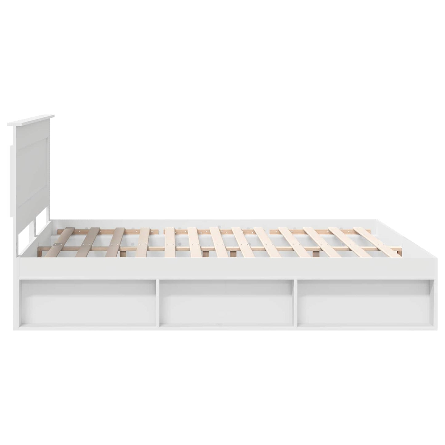 Bed Frame with Headboard White 200 x 200 cm Solid Pine Wood