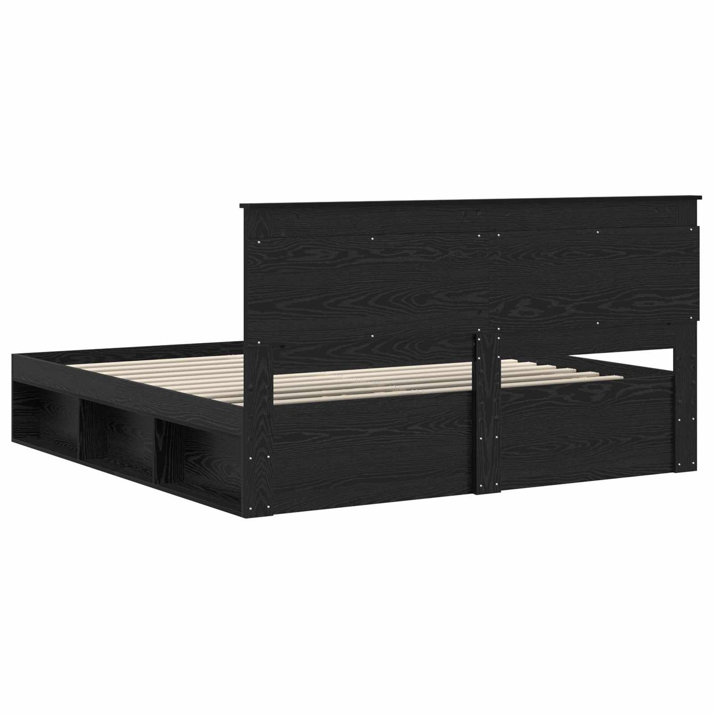 Bed Frame with Headboard Black 200 x 200 cm Solid Pine Wood