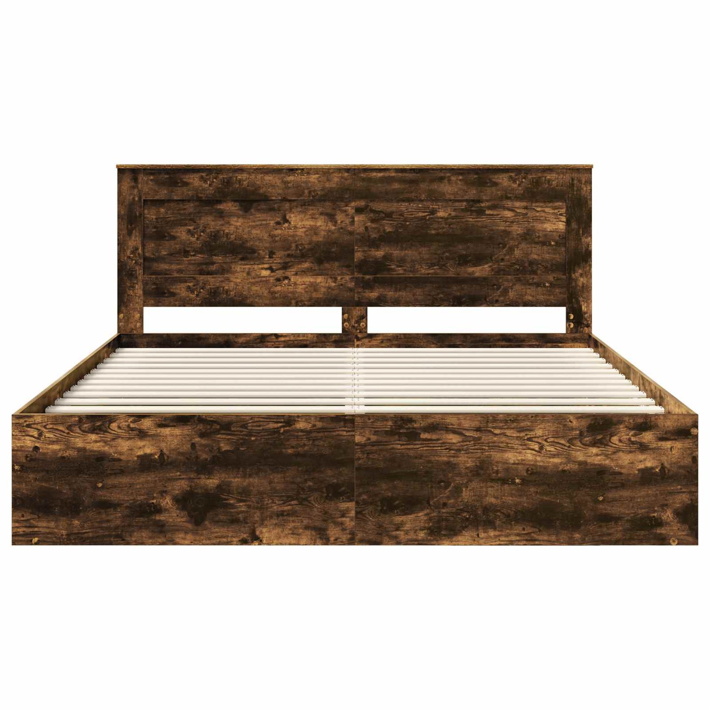Bed Frame Smoked Oak 200 x 200 cm Solid Pine Wood