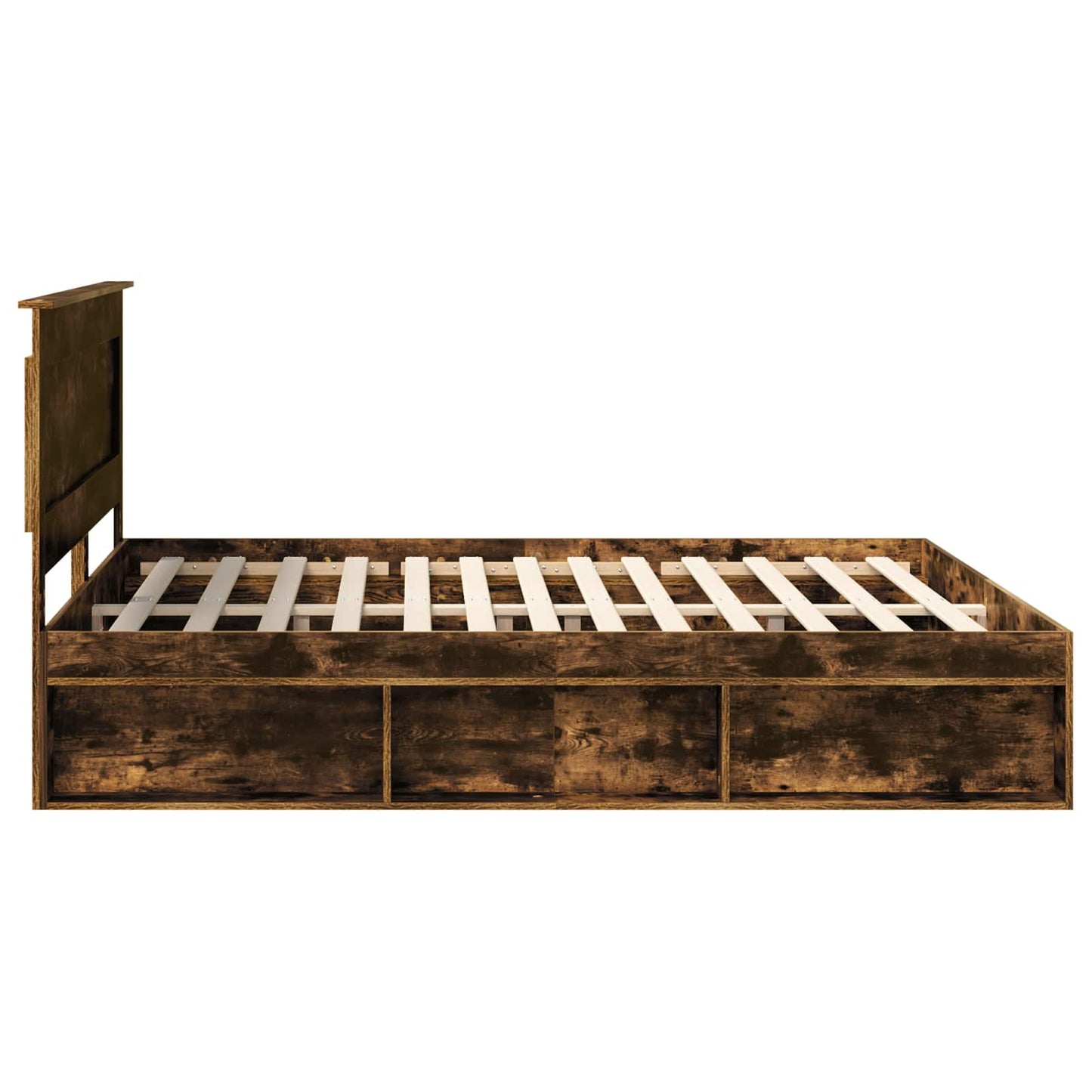 Bed Frame Smoked Oak 200 x 200 cm Solid Pine Wood
