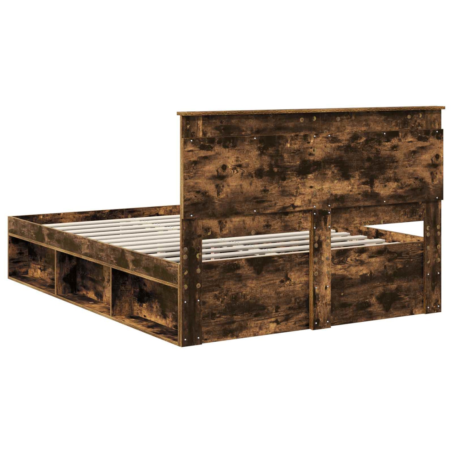 Bed Frame with Drawer Smoked Oak 150 x 200 cm Solid Pine Wood