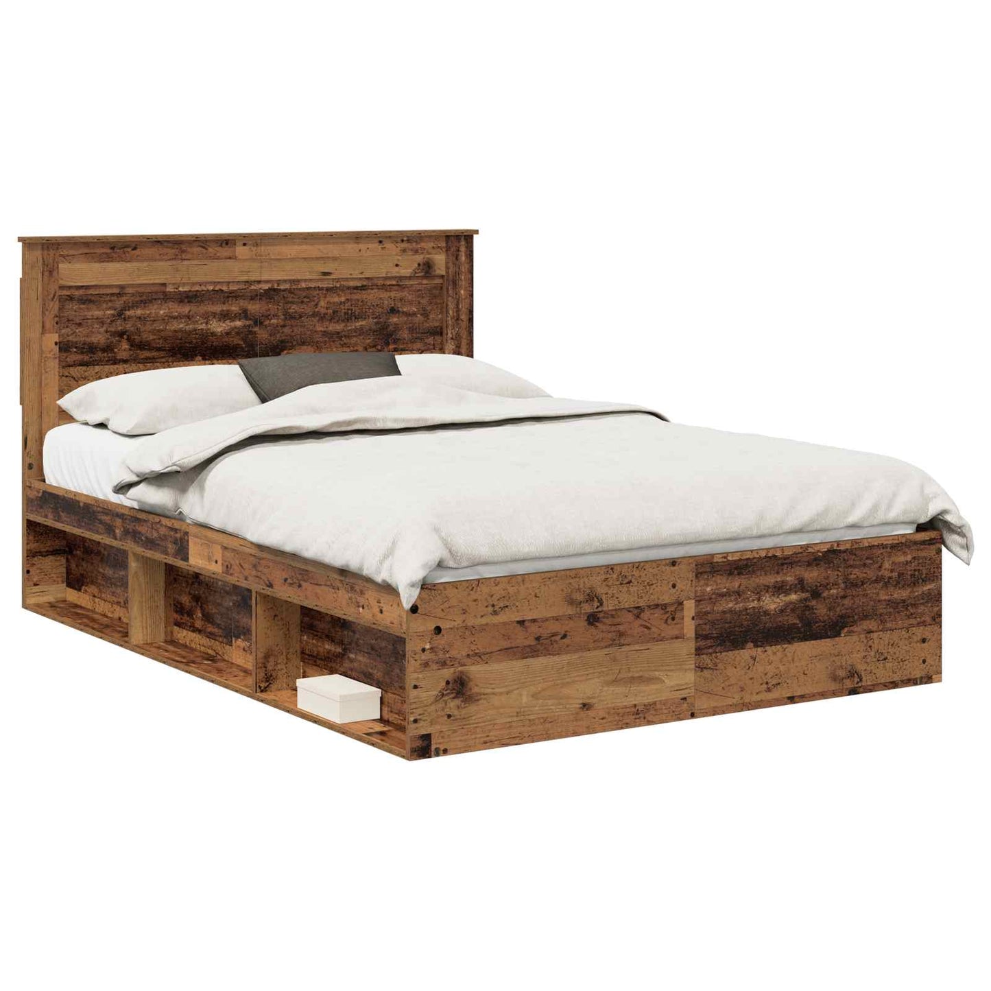 Bed Frame with Headboard Old Wood 150 x 200 cm Solid Pine Wood