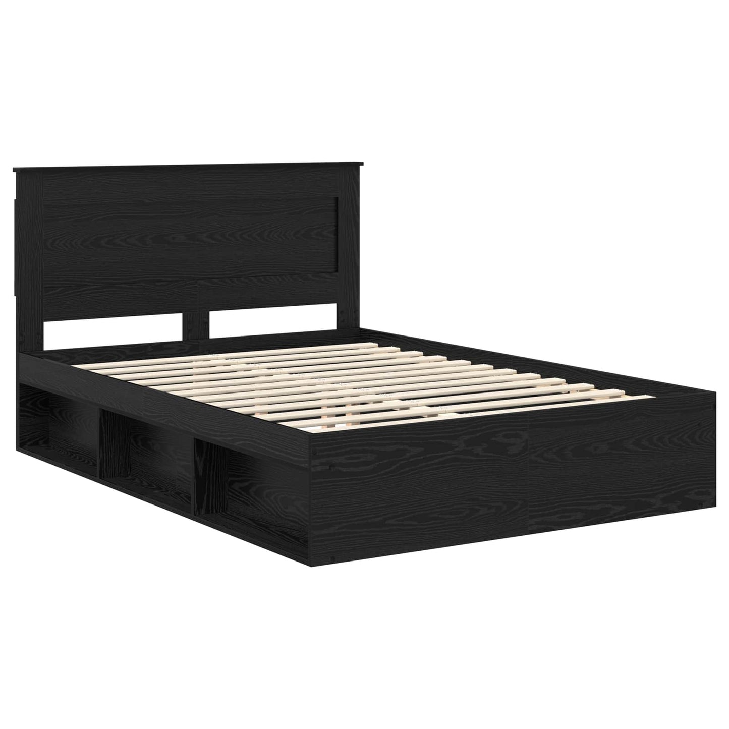 Bed Frame with Headboard Black 140 x 190 cm Solid Pine Wood