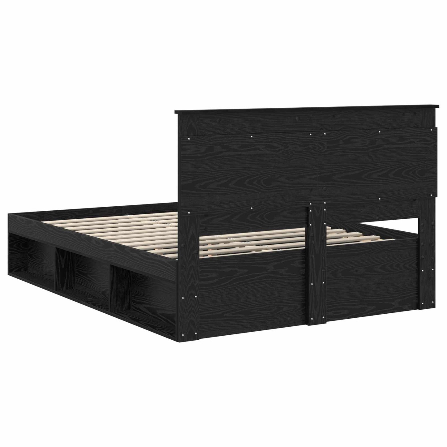 Bed Frame with Headboard Black 140 x 190 cm Solid Pine Wood