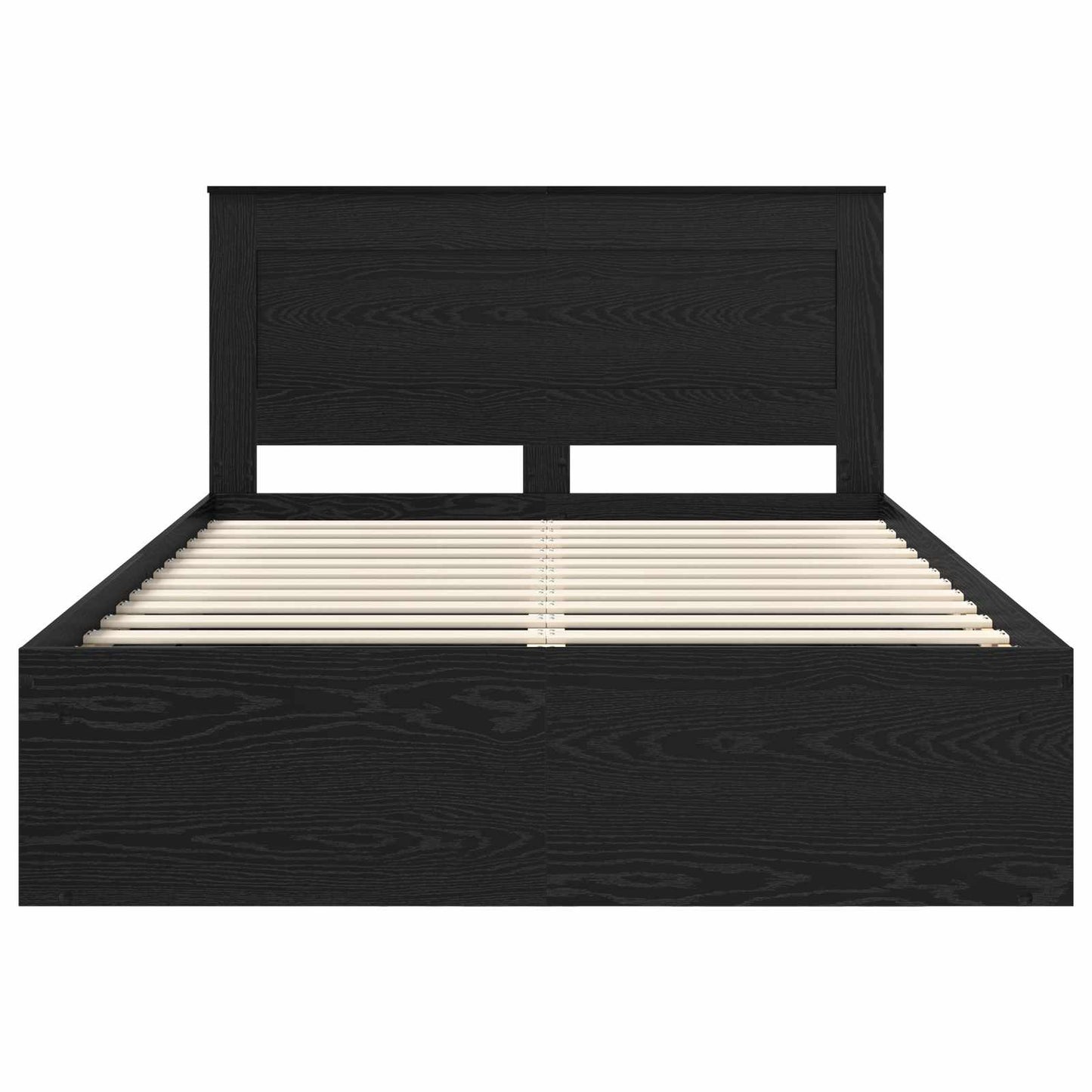 Bed Frame with Headboard Black 140 x 190 cm Solid Pine Wood