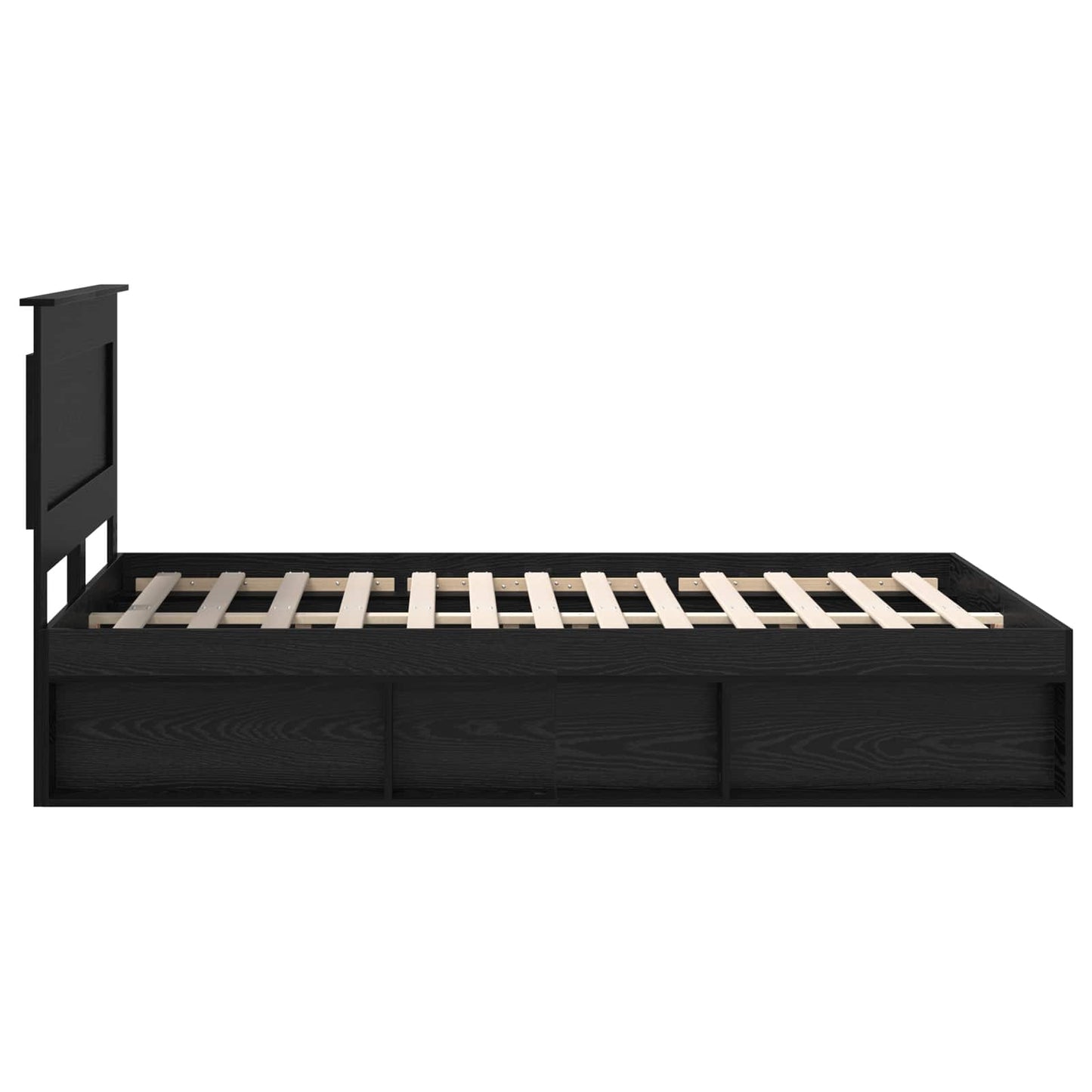 Bed Frame with Headboard Black 140 x 190 cm Solid Pine Wood