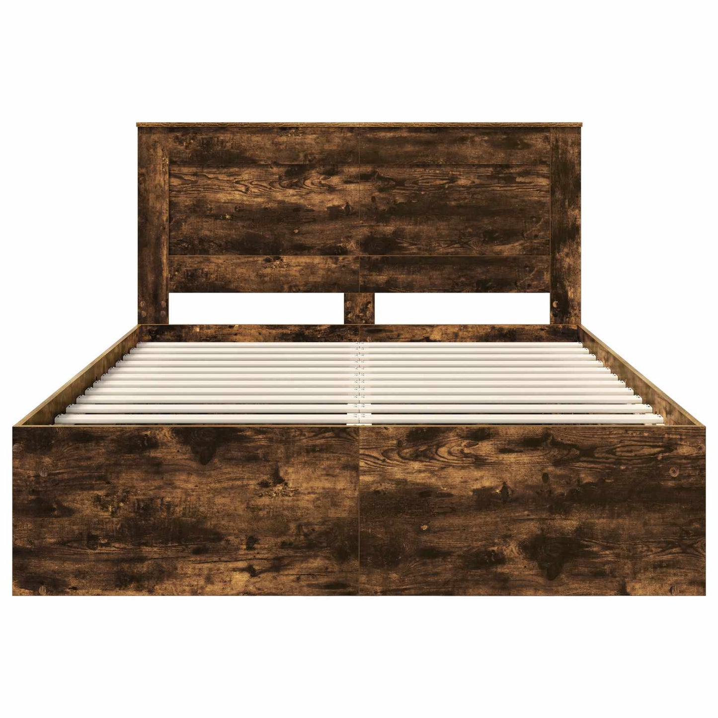 Bed Frame Smoked Oak 140 x 190 cm Solid Pine Wood