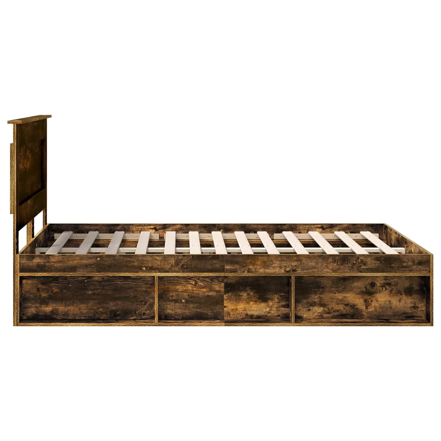 Bed Frame Smoked Oak 140 x 190 cm Solid Pine Wood