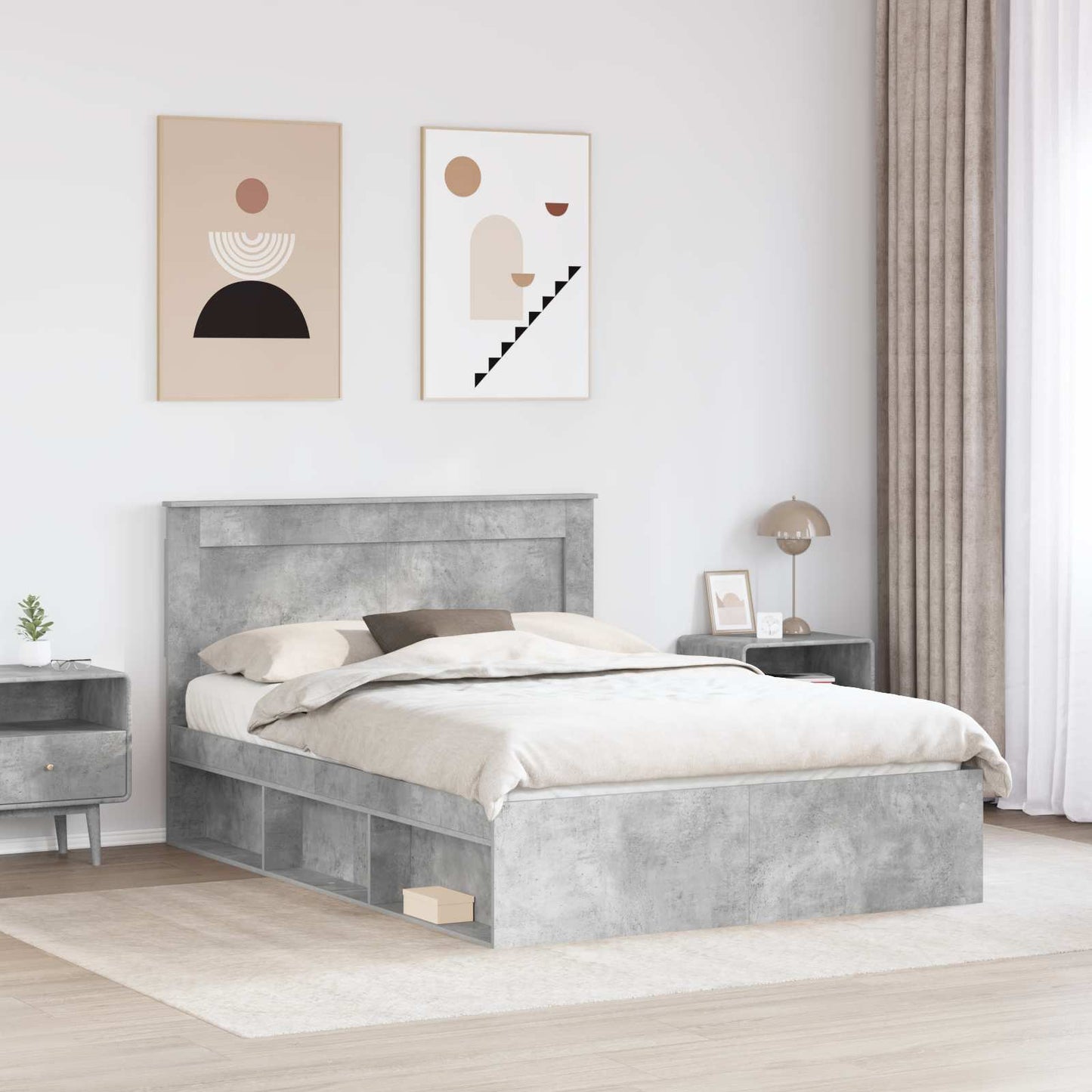 Bed Frame with Headboard Concerte 140 x 200 cm Solid Pine Wood