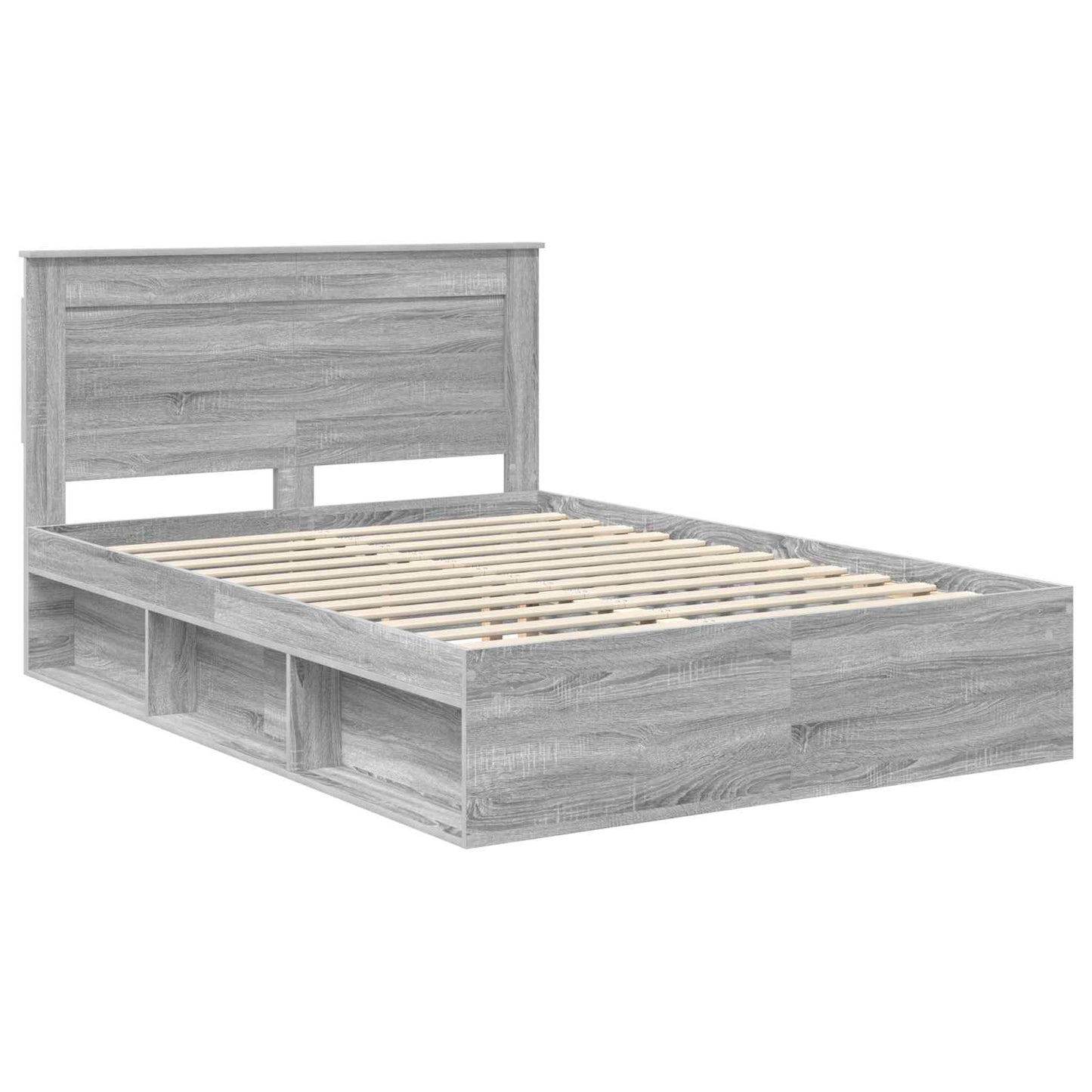 Bed Frame Grey Sonoma 140 x 200 cm Solid Pine Wood