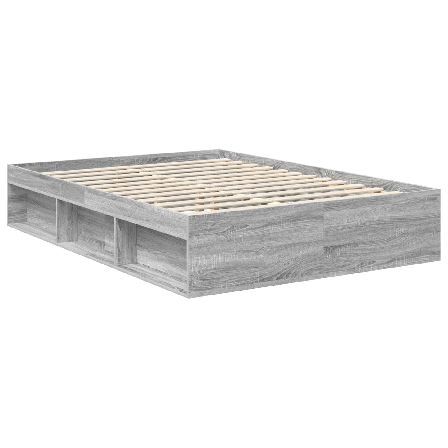 Bed Frame Grey Sonoma 140 x 200 cm Solid Pine Wood