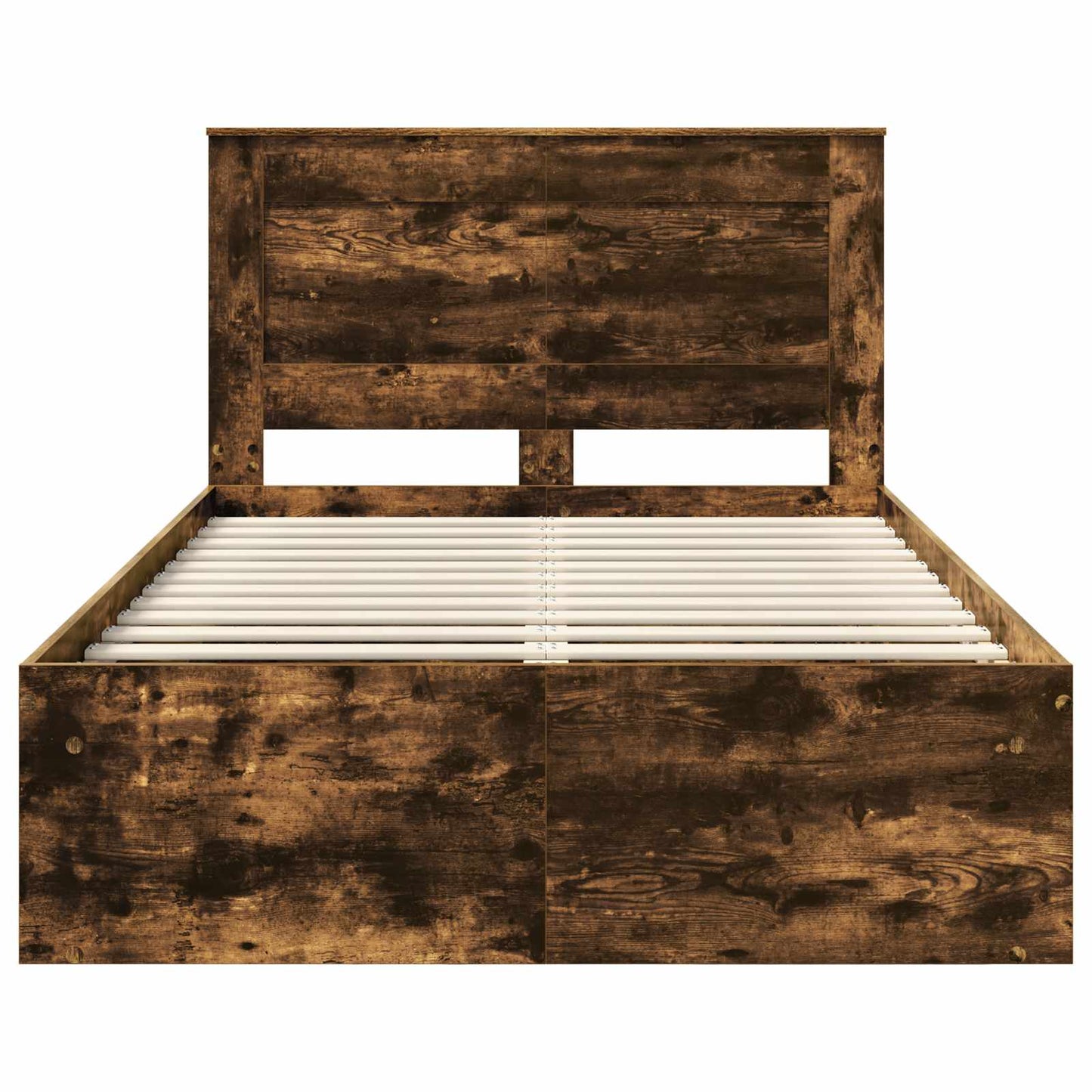 Bed Frame with Drawer Smoked Oak 135 x 190 cm Solid Pine Wood
