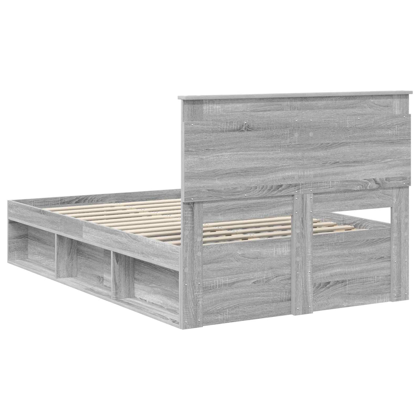 Bed Frame with Drawer Grey Sonoma 135 x 190 cm Solid Pine Wood
