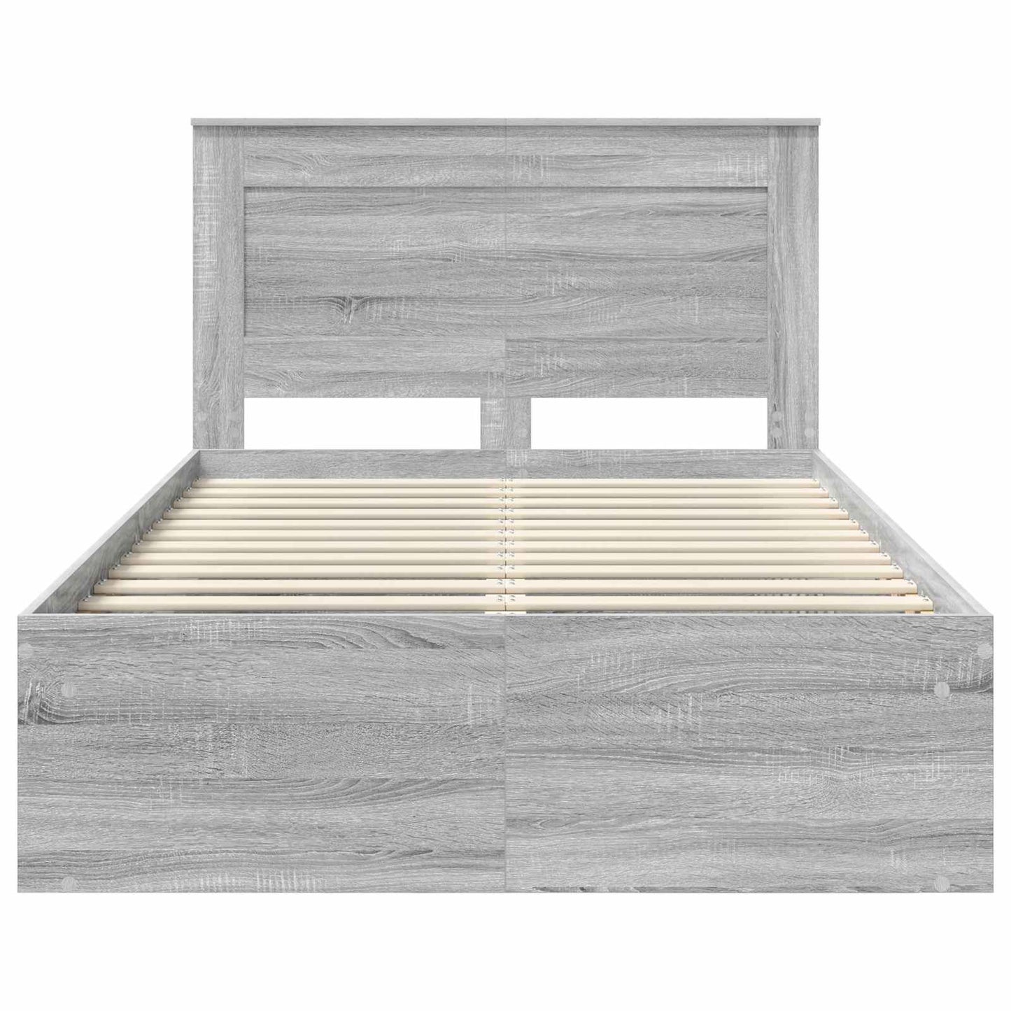 Bed Frame with Drawer Grey Sonoma 135 x 190 cm Solid Pine Wood
