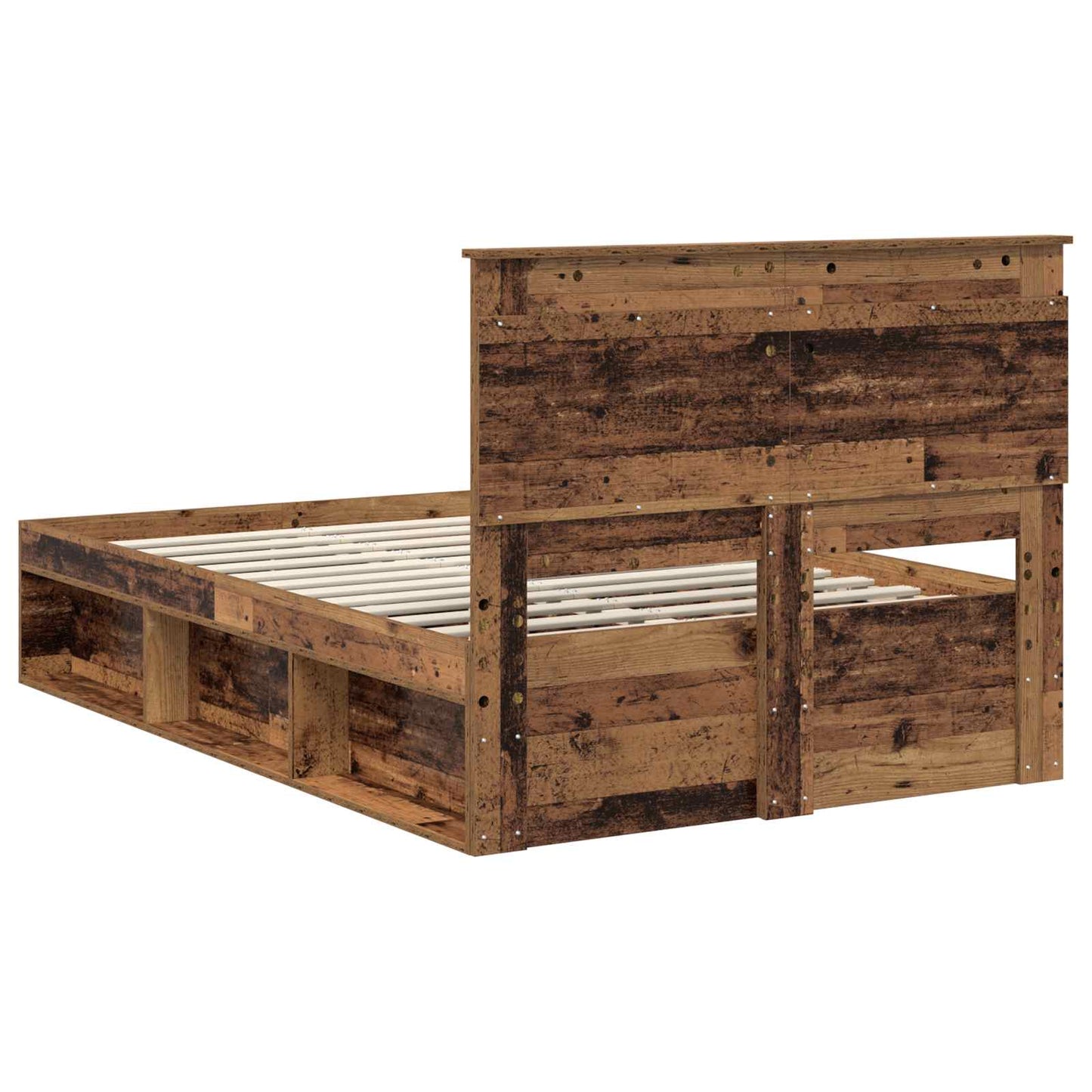 Bed Frame with Headboard Old Wood 135 x 190 cm Solid Pine Wood