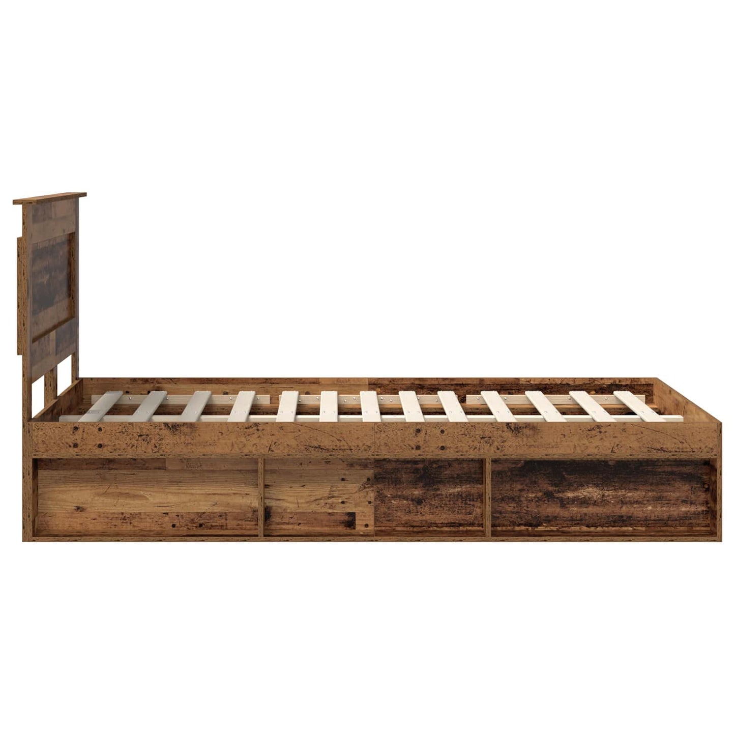 Bed Frame with Headboard Old Wood 135 x 190 cm Solid Pine Wood