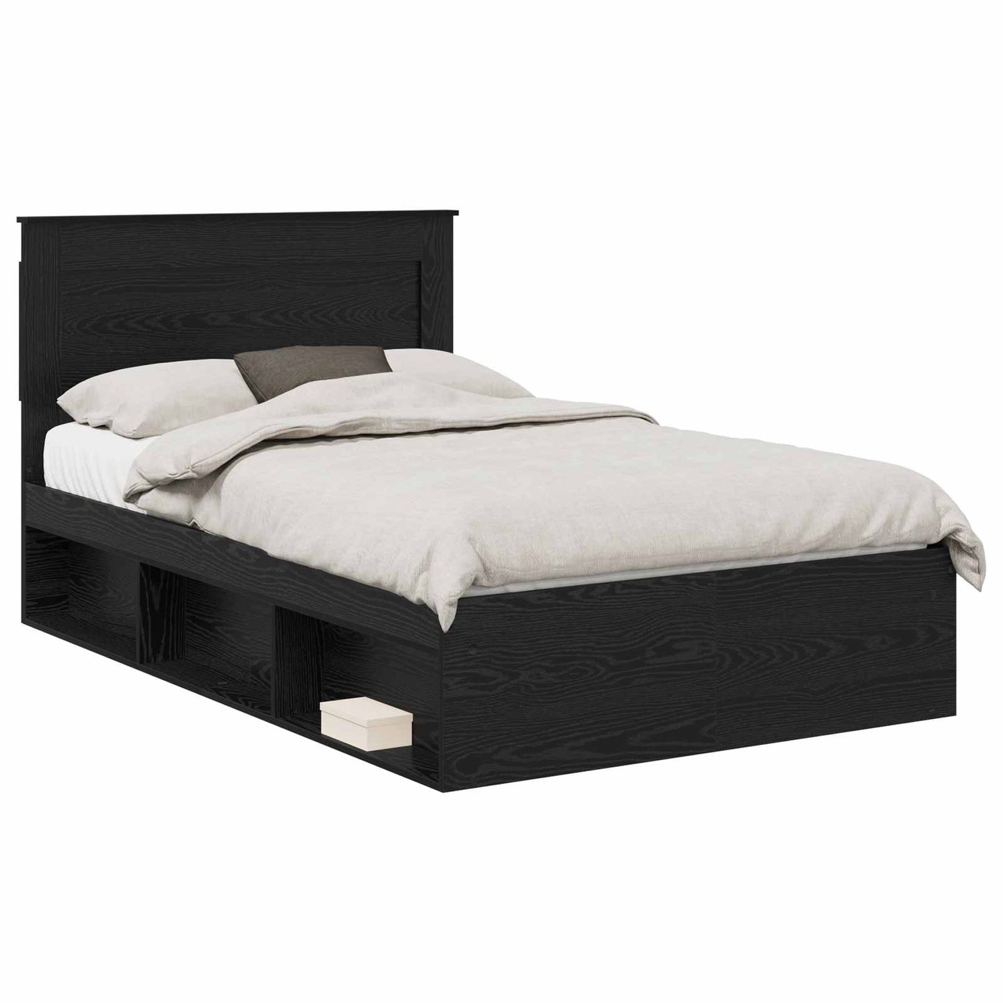 Bed Frame with Drawer Plain Black 120 x 190 cm Solid Pine Wood