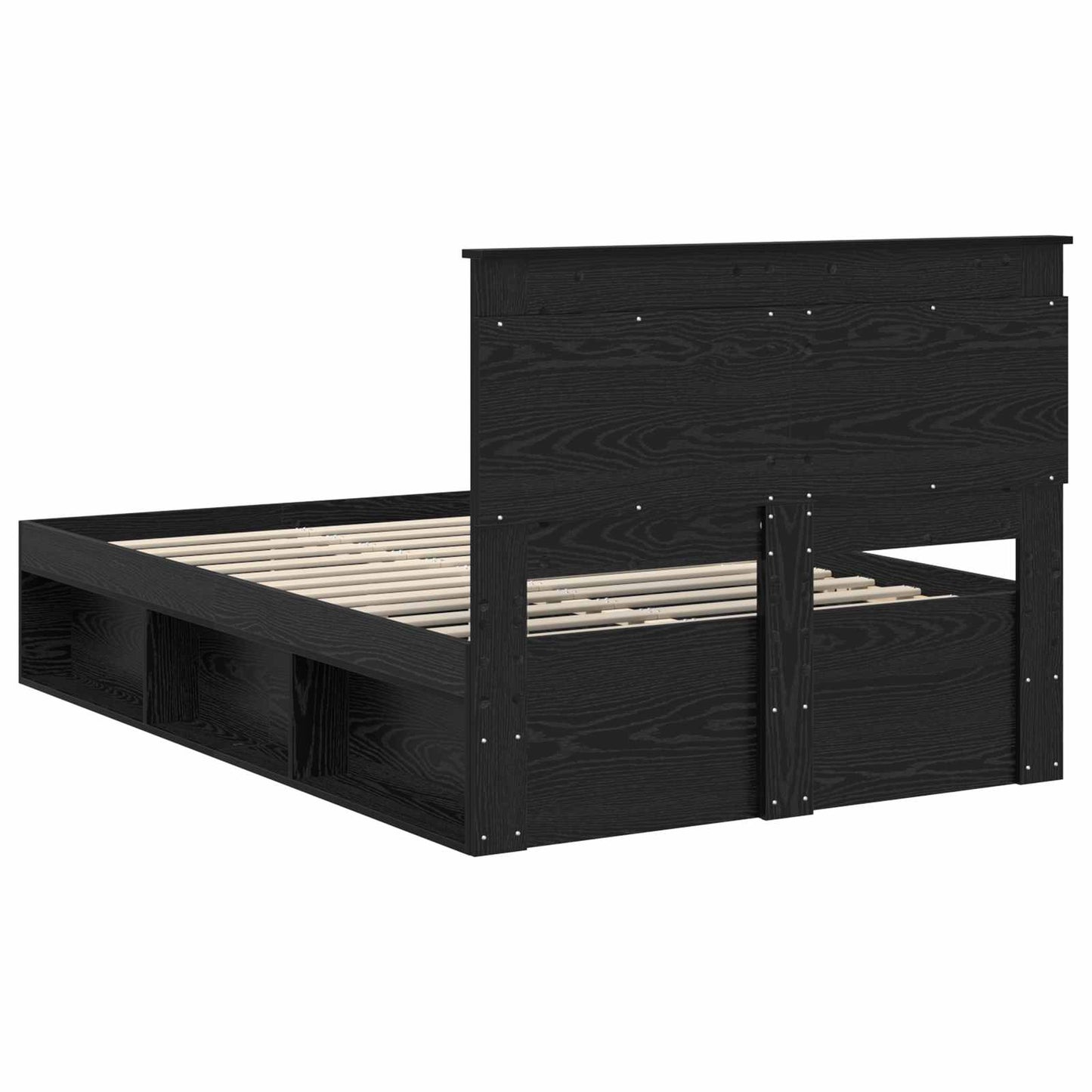 Bed Frame with Drawer Plain Black 120 x 190 cm Solid Pine Wood