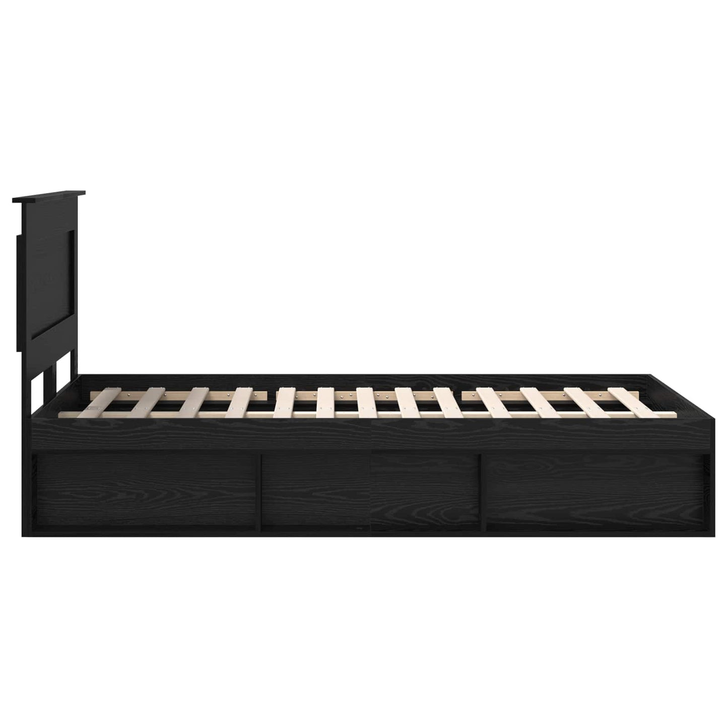 Bed Frame with Drawer Plain Black 120 x 190 cm Solid Pine Wood