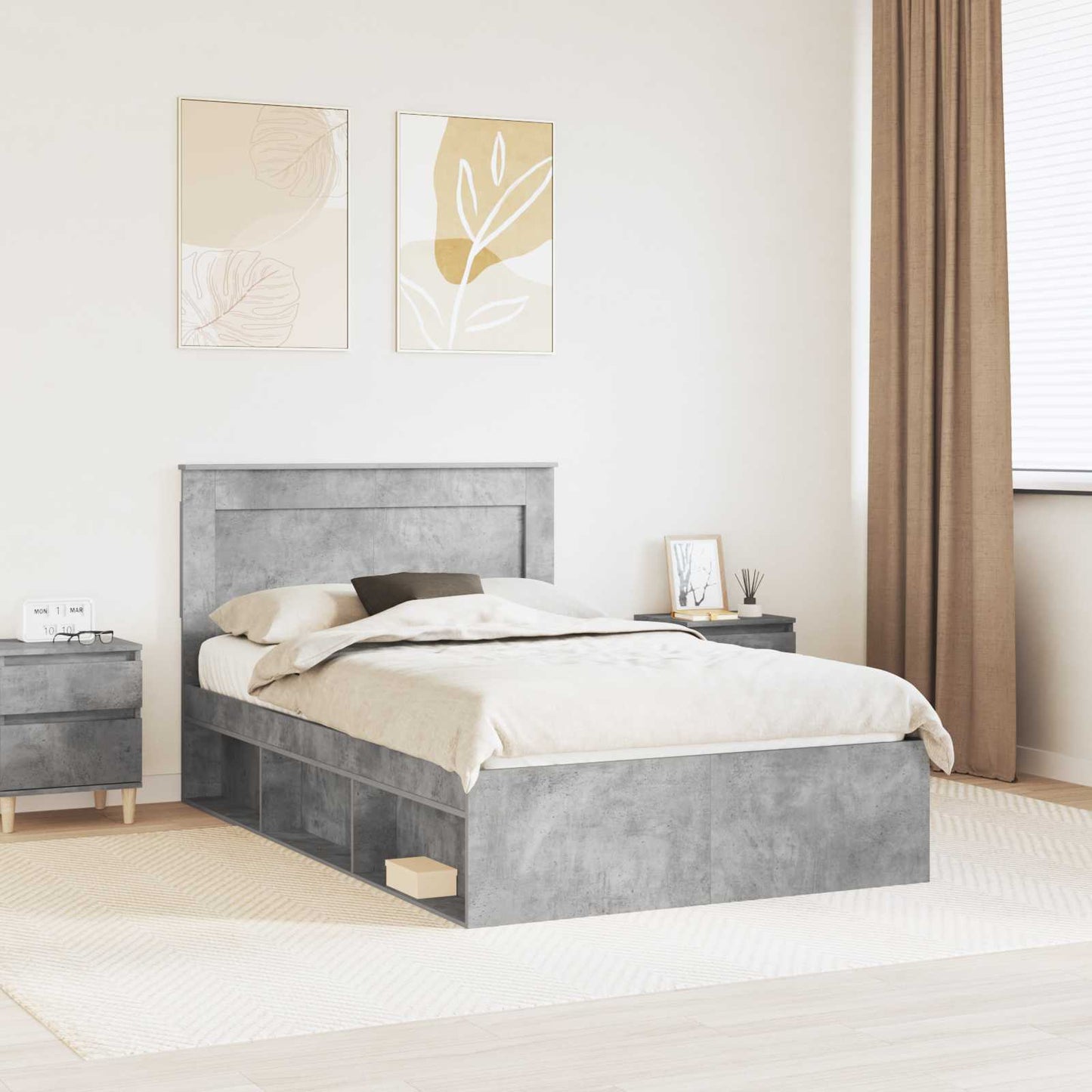 Bed Frame with Headboard Concerte 120 x 190 cm Solid Pine Wood
