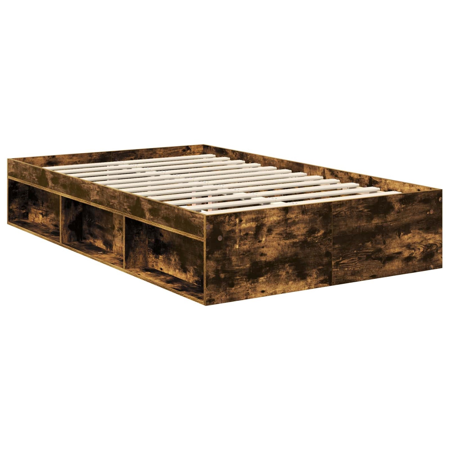 Bed Frame with Drawer Smoked Oak 120 x 190 cm Solid Pine Wood