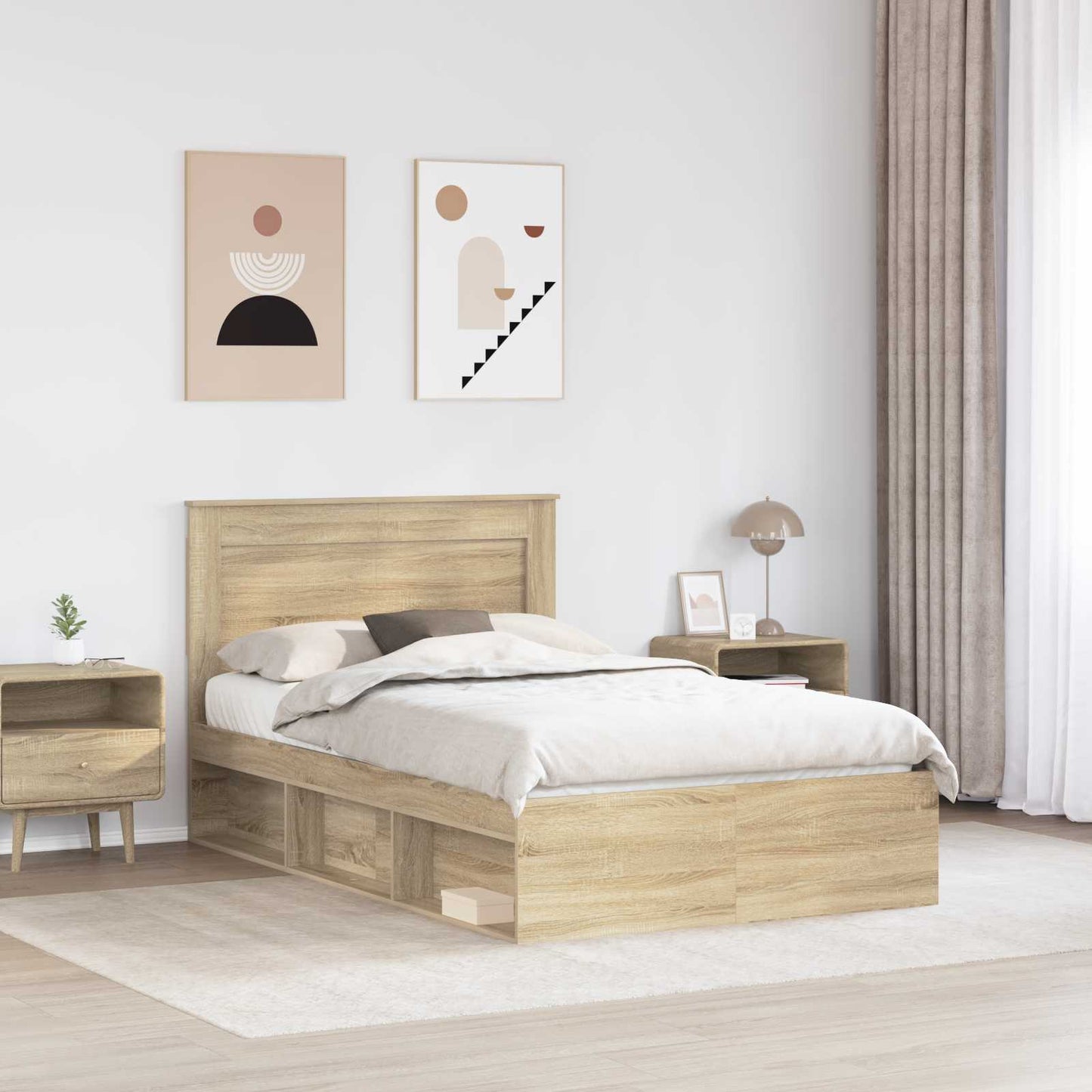 Bed Frame with Headboard Sonoma 120 x 200 cm Solid Pine Wood
