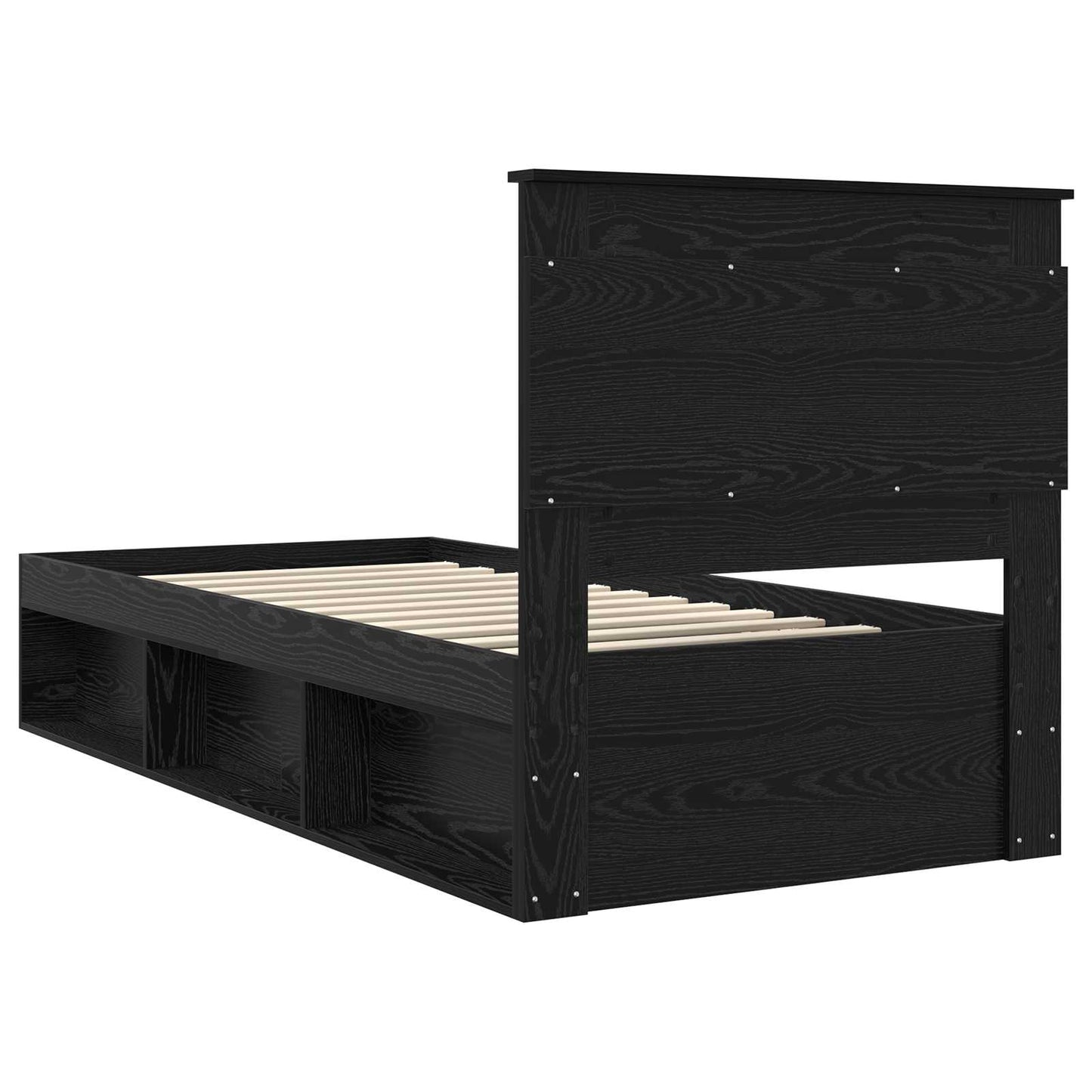 Bed Frame with Headboard Black 90 x 190 cm Solid Pine Wood