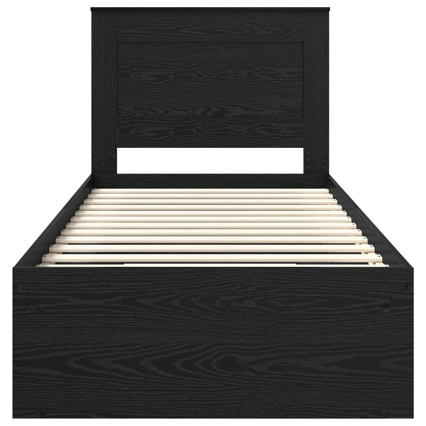 Bed Frame with Headboard Black 90 x 190 cm Solid Pine Wood